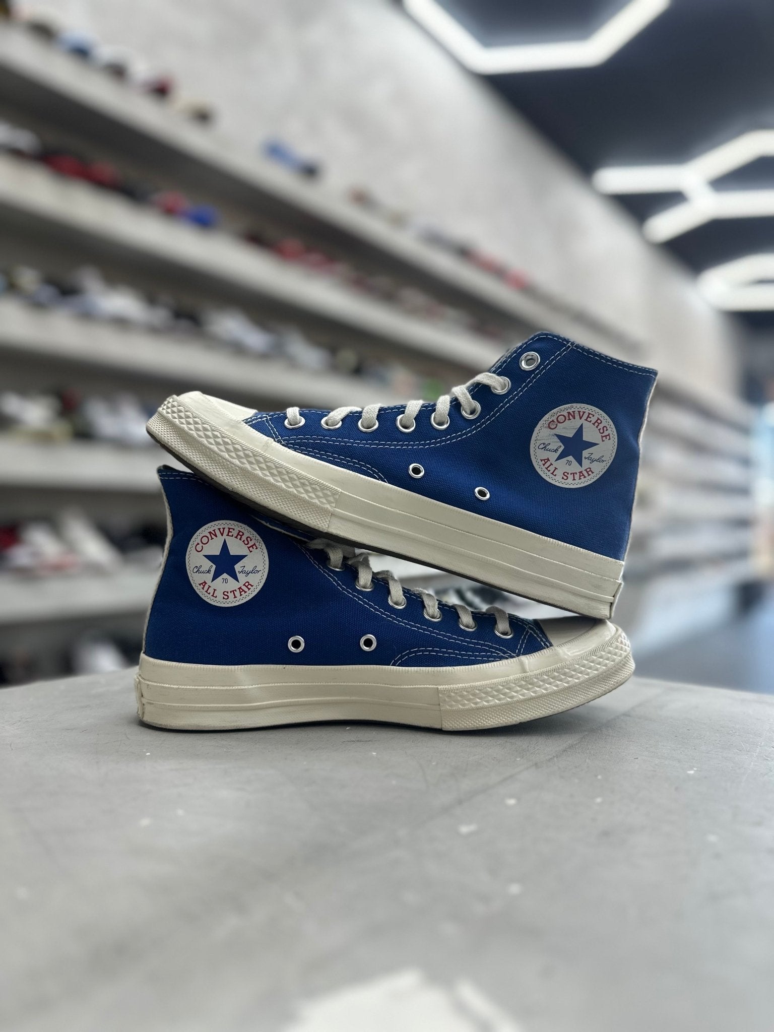 Converse Chuck Taylor All Star 70 Hi Comme des Garcons PLAY Blue Quartz Sz 7 (PREOWNED ) (NO BOX) - Restock AveConverse Chuck Taylor All Star 70 Hi Comme des Garcons PLAY Blue Quartz Sz 7 (PREOWNED ) (NO BOX)Restock AveRestock Ave7Restock Ave