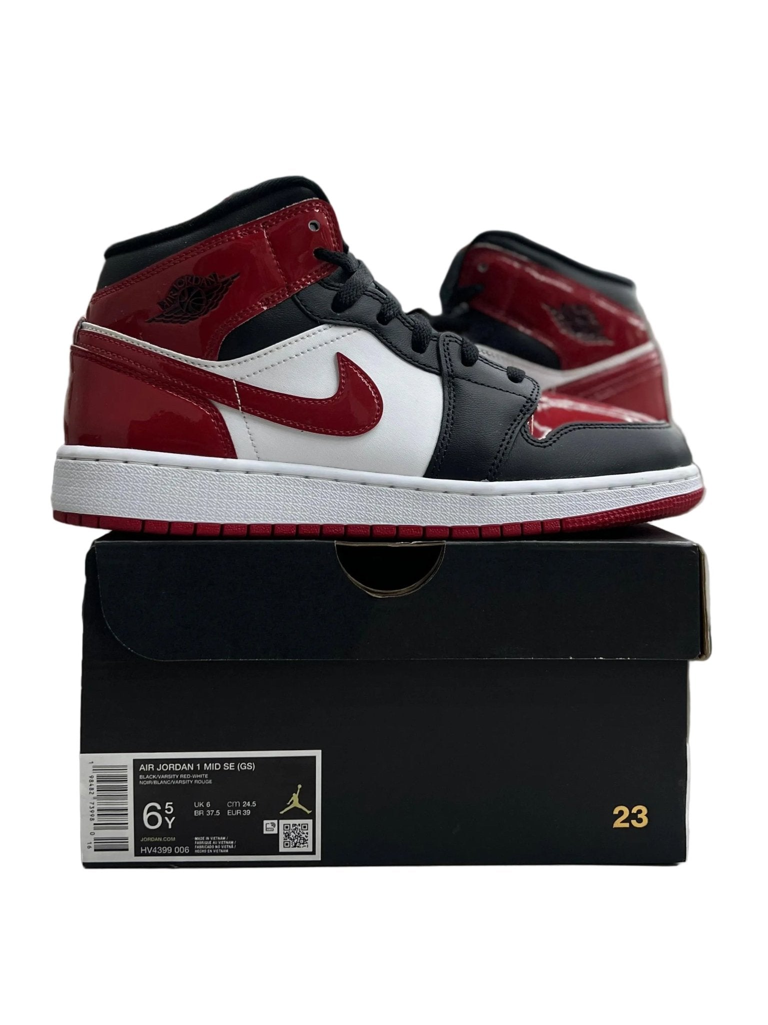 Jordan 1 Mid Patent Bred Toe Sz 6.5y (PREOWNED) - Restock AveJordan 1 Mid Patent Bred Toe Sz 6.5y (PREOWNED)Restock AveRestock Ave6.5Restock Ave