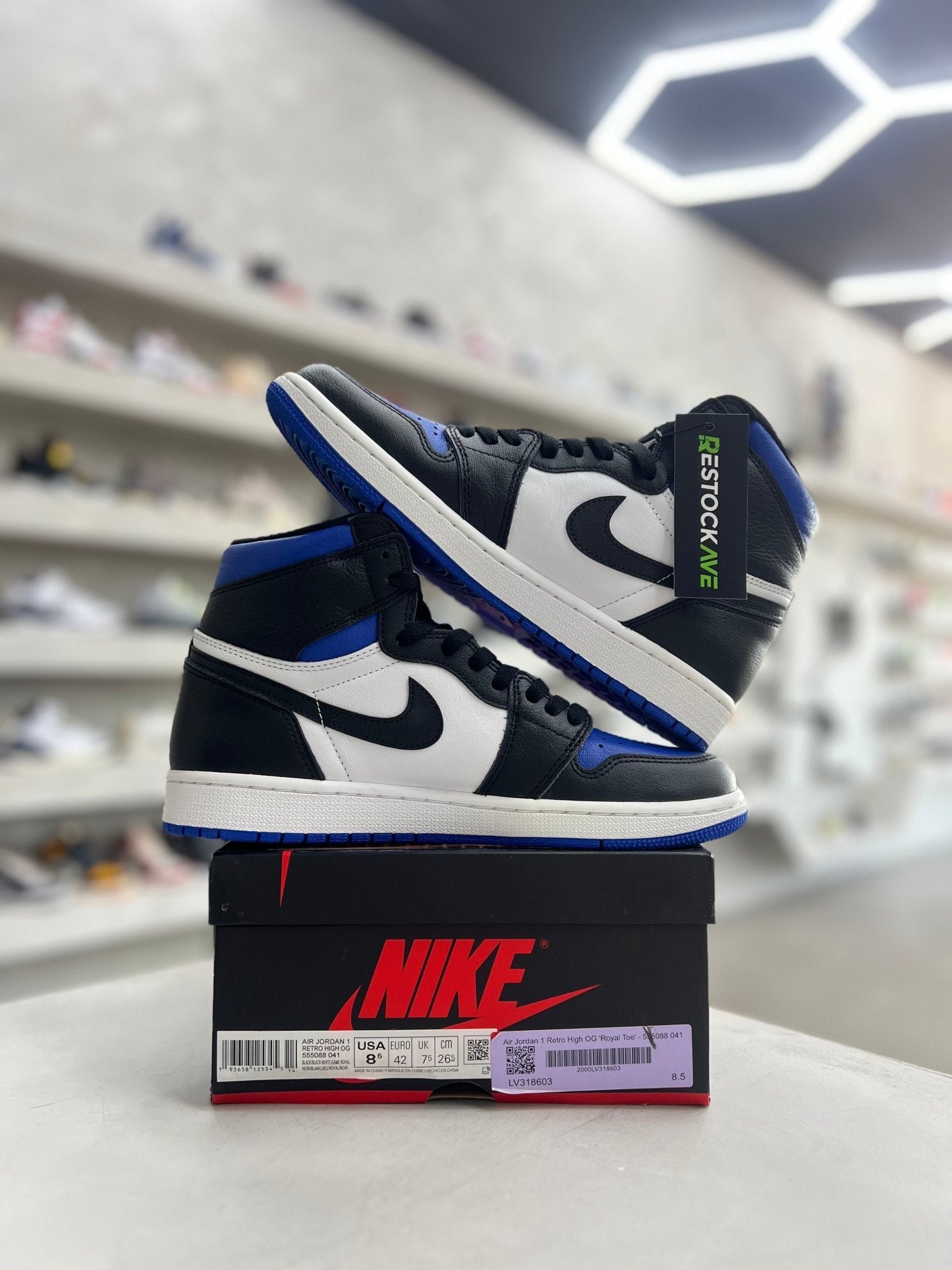 Jordan 1 Retro High Royal Toe Sz 8.5 (PREOWNED) - Restock AveJordan 1 Retro High Royal Toe Sz 8.5 (PREOWNED)Restock AveRestock Ave8.5Restock Ave