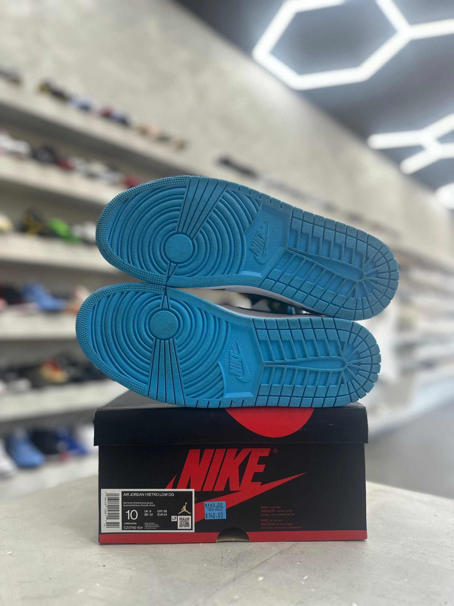 Jordan 1 Retro Low OG Black Dark Powder Blue Sz 10 (PREOWNED) - Restock AveJordan 1 Retro Low OG Black Dark Powder Blue Sz 10 (PREOWNED)Restock AveRestock Ave10Restock Ave