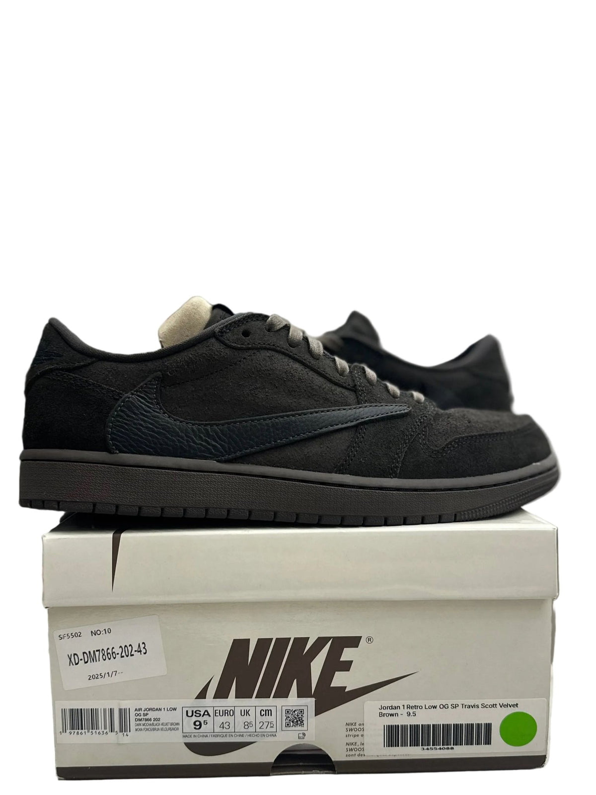 Jordan 1 Retro Low OG SP Travis Scott Velvet Brown Sz 9.5 (PREOWNED) - Restock AveJordan 1 Retro Low OG SP Travis Scott Velvet Brown Sz 9.5 (PREOWNED)Restock AveRestock Ave9.5Restock Ave