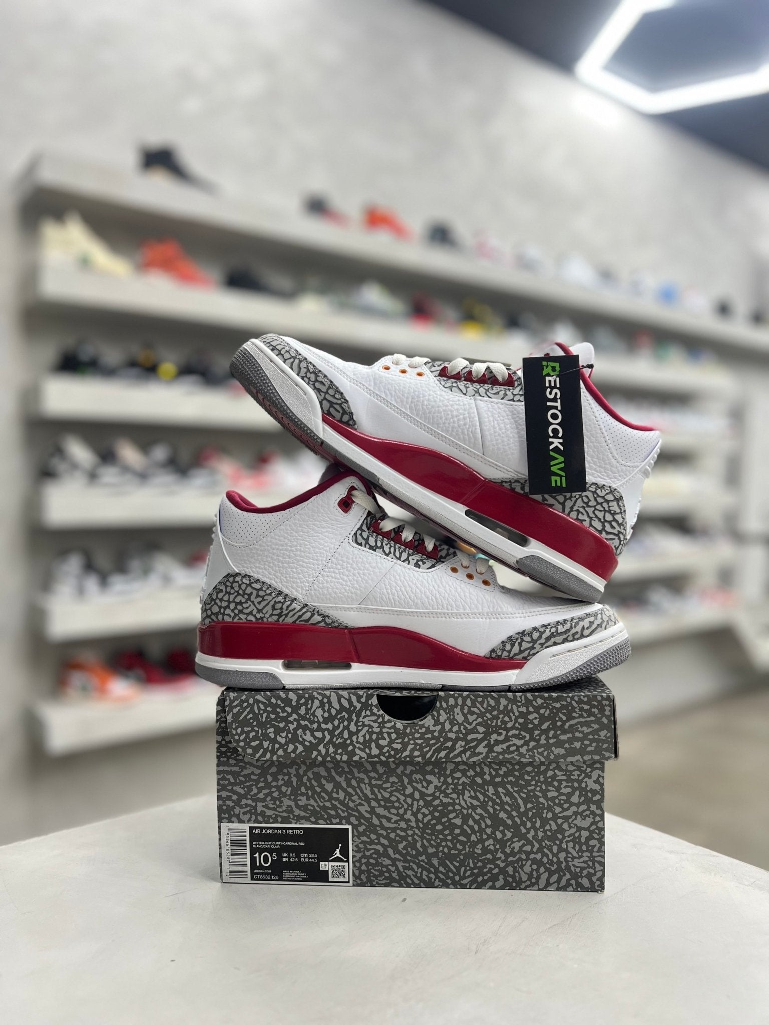 Jordan 3 Retro Cardinal Red Sz 10.5 (PREOWNED - Restock AveJordan 3 Retro Cardinal Red Sz 10.5 (PREOWNEDRestock AveRestock Ave10.5Restock Ave