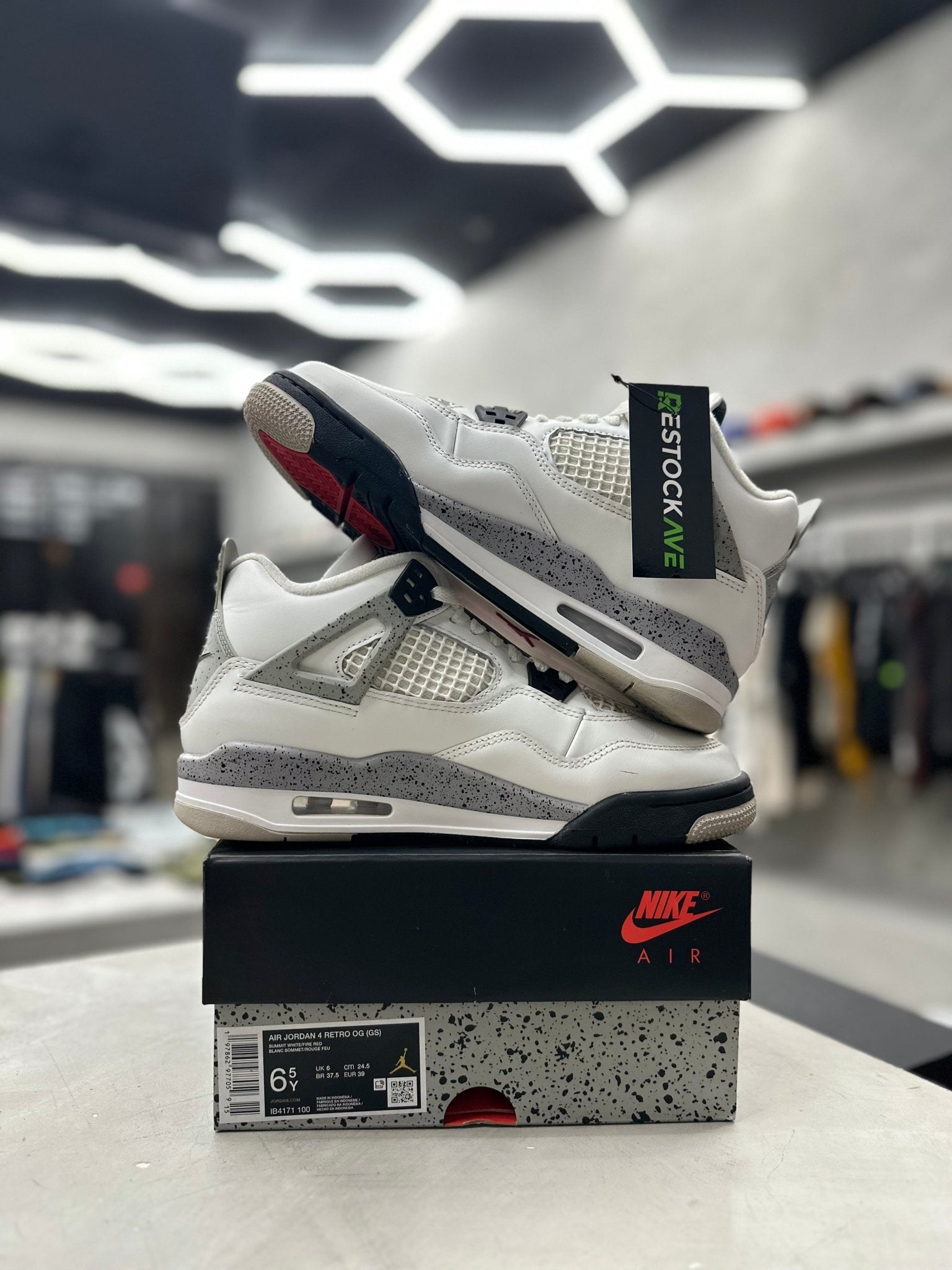 Jordan 4 Retro White Cement as 6.5y (PREOWNED) - Restock AveJordan 4 Retro White Cement as 6.5y (PREOWNED)Restock AveRestock Ave6.5yRestock Ave