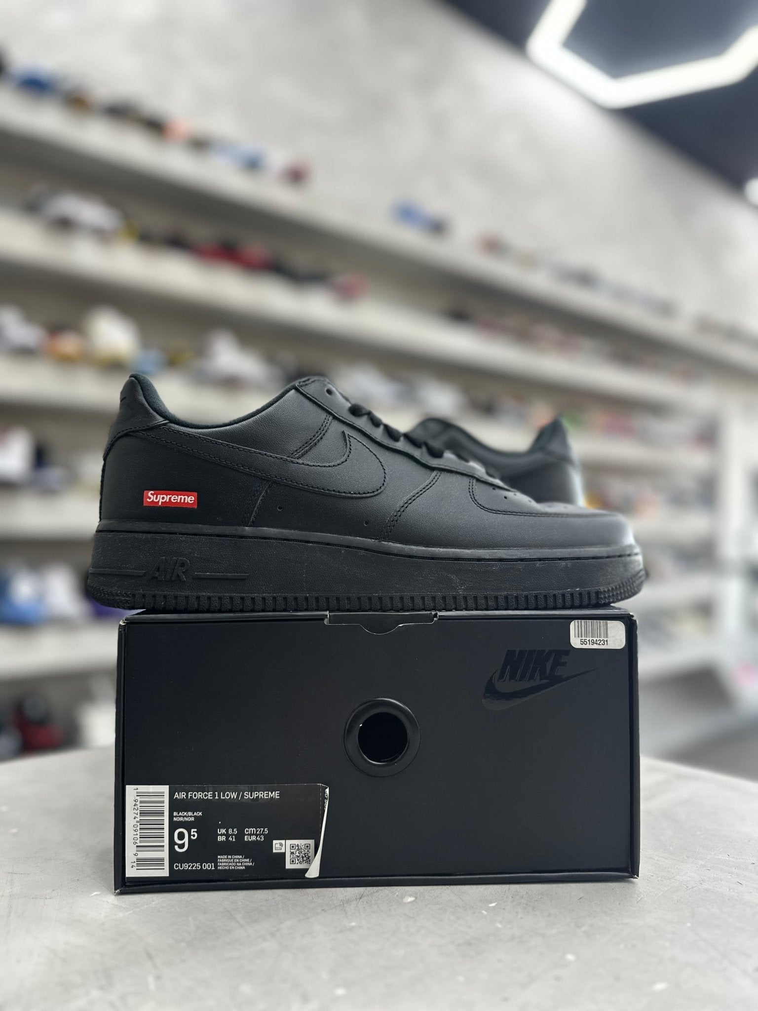Nike Air Force 1 Low Supreme Black Sz 9.5 (PREOWNED) - Restock AveNike Air Force 1 Low Supreme Black Sz 9.5 (PREOWNED)Restock AveRestock Ave9.5Restock Ave