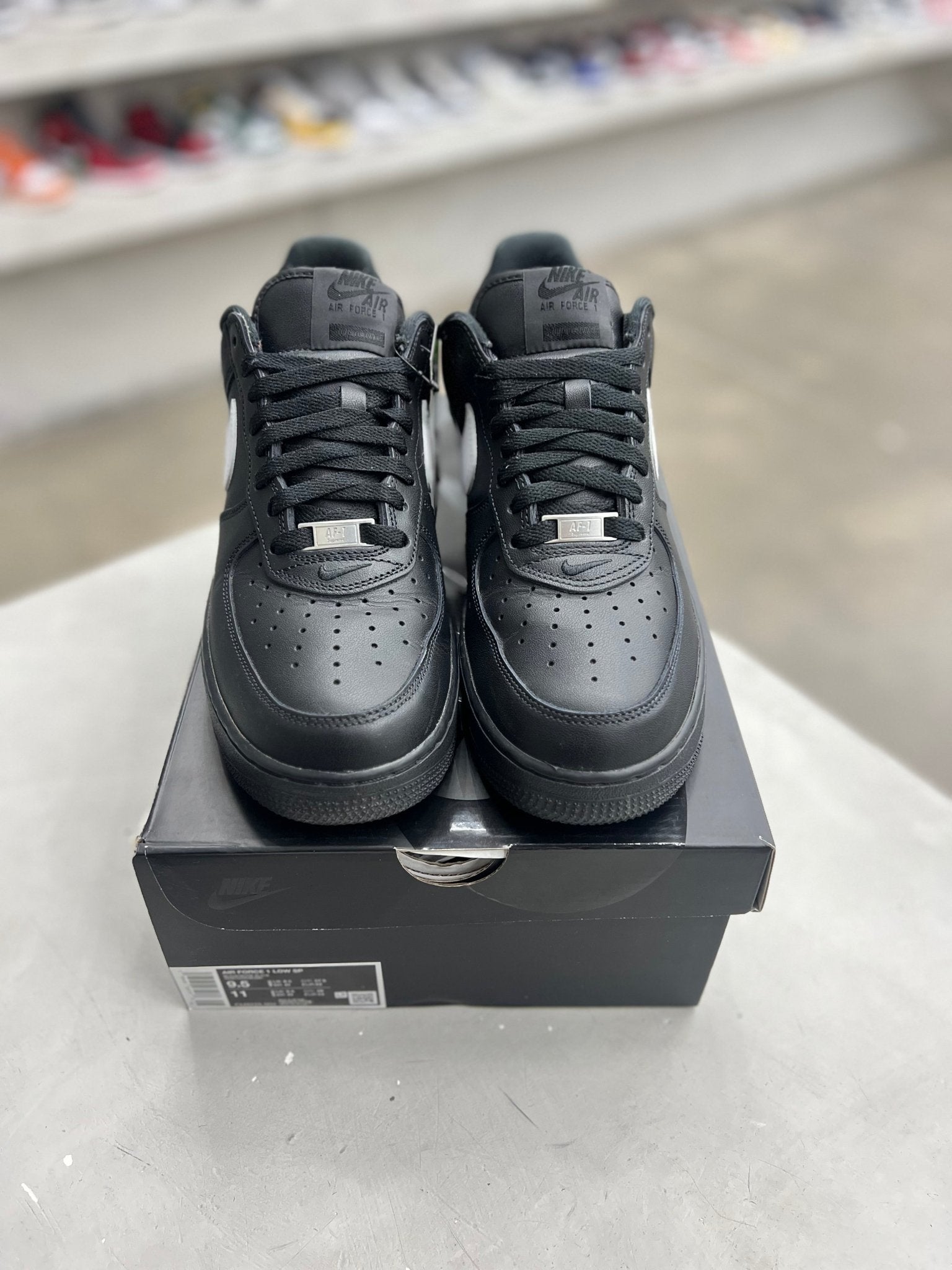 Nike Air Force 1 Low Supreme Black White Sz 9.5 (PREOWNED) - Restock AveNike Air Force 1 Low Supreme Black White Sz 9.5 (PREOWNED)Restock AveRestock Ave9.5Restock Ave