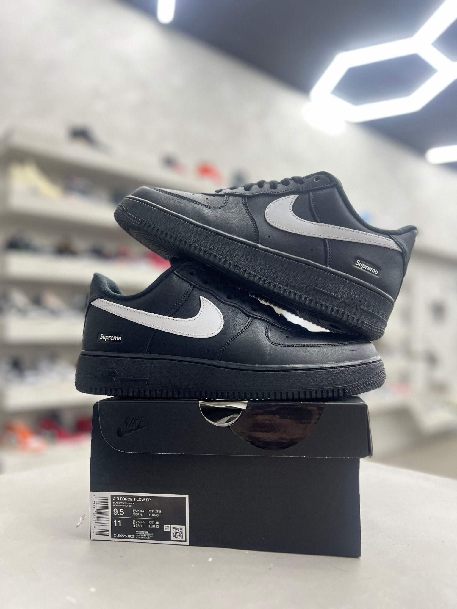Nike Air Force 1 Low Supreme Black White Sz 9.5 (PREOWNED) - Restock AveNike Air Force 1 Low Supreme Black White Sz 9.5 (PREOWNED)Restock AveRestock Ave9.5Restock Ave