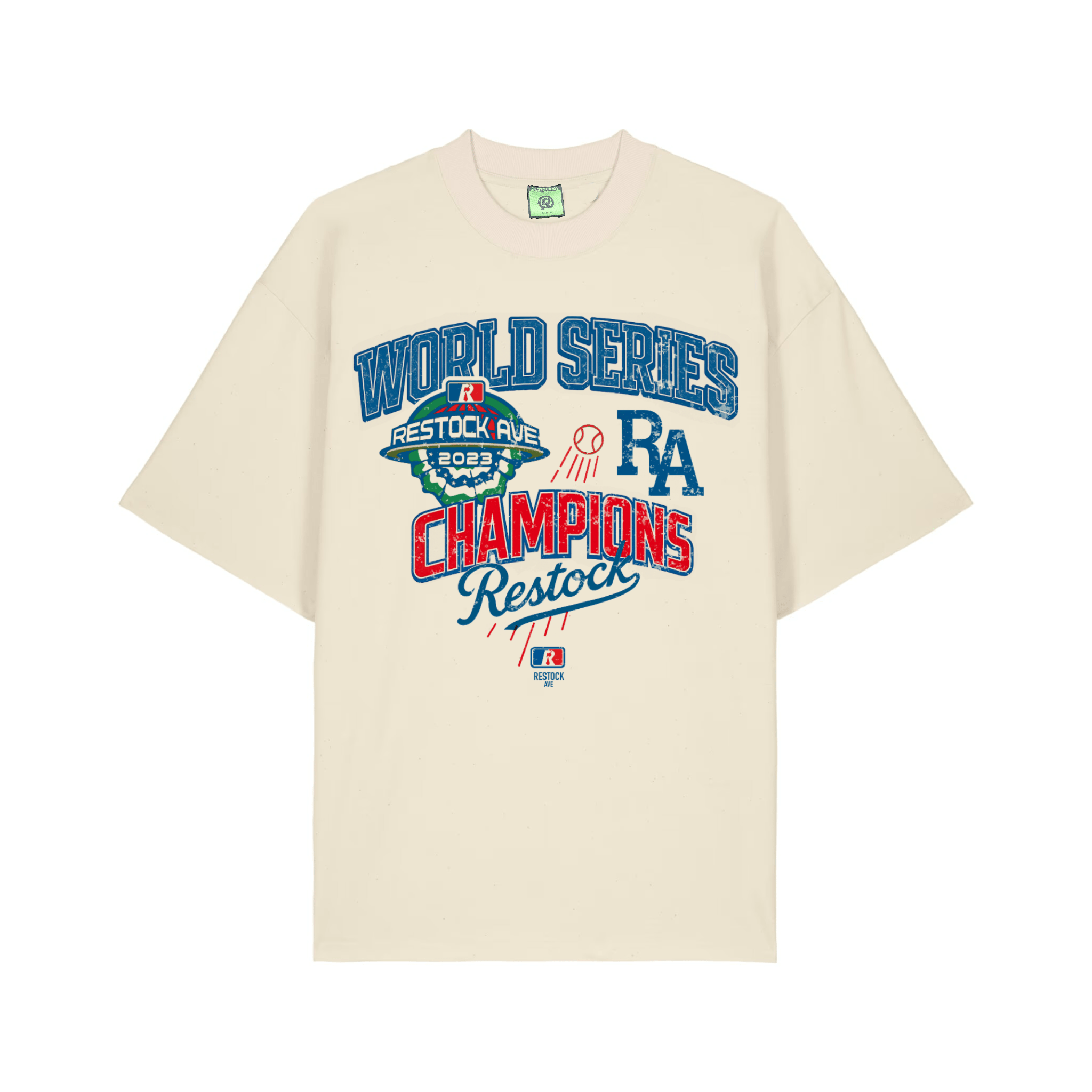 RESTOCK AVE WORLD SERIES CHAMPIONS CREAM T - SHIRT - Restock AveRESTOCK AVE WORLD SERIES CHAMPIONS CREAM T - SHIRTRestock AveRestock AveSRestock Ave