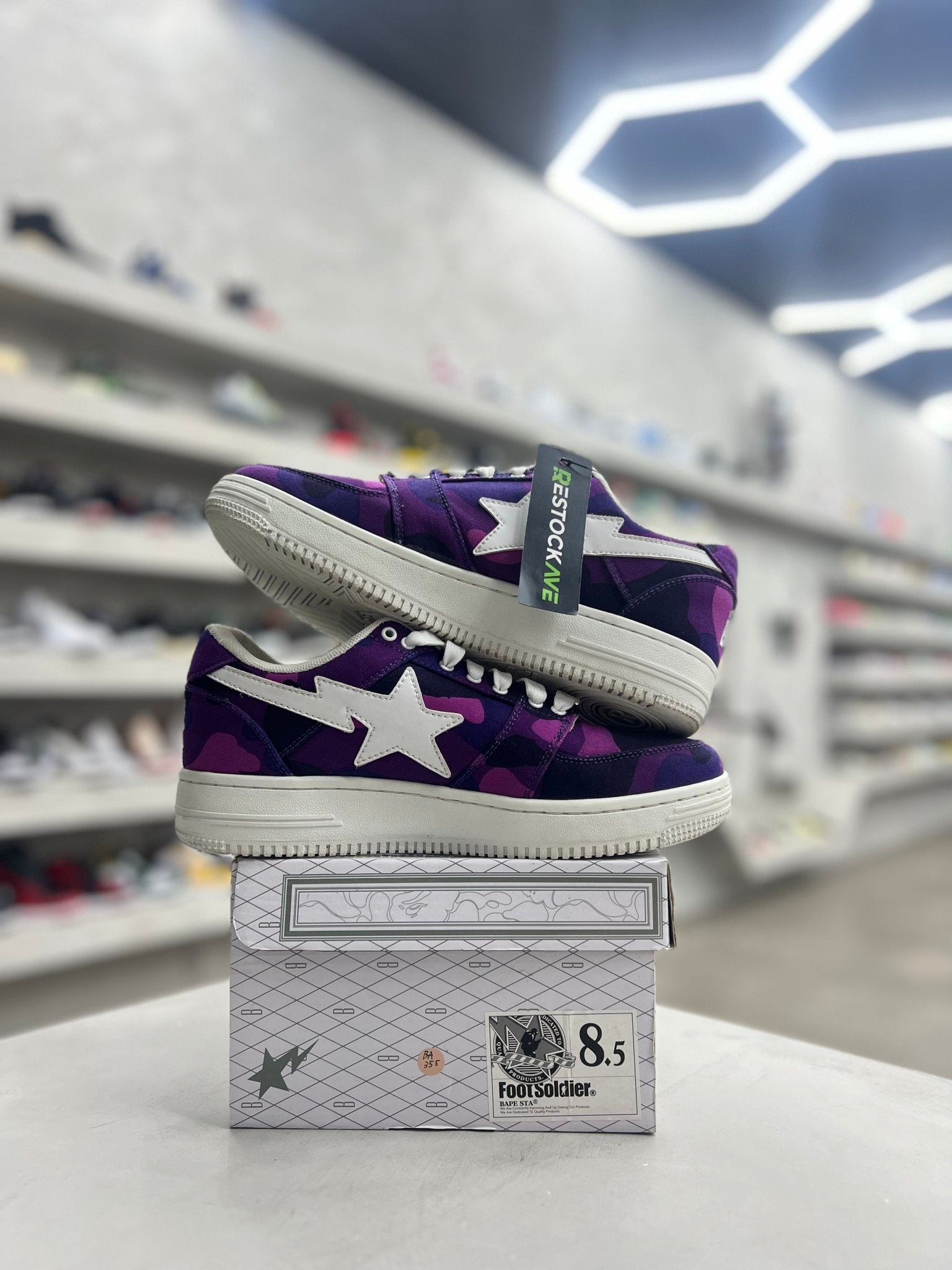 A Bathing Ape Bape Sta Low Color Camo Purple Sz 8.5 (PREOWNED) - Restock AveA Bathing Ape Bape Sta Low Color Camo Purple Sz 8.5 (PREOWNED)Restock AveRestock Ave8.5Restock Ave