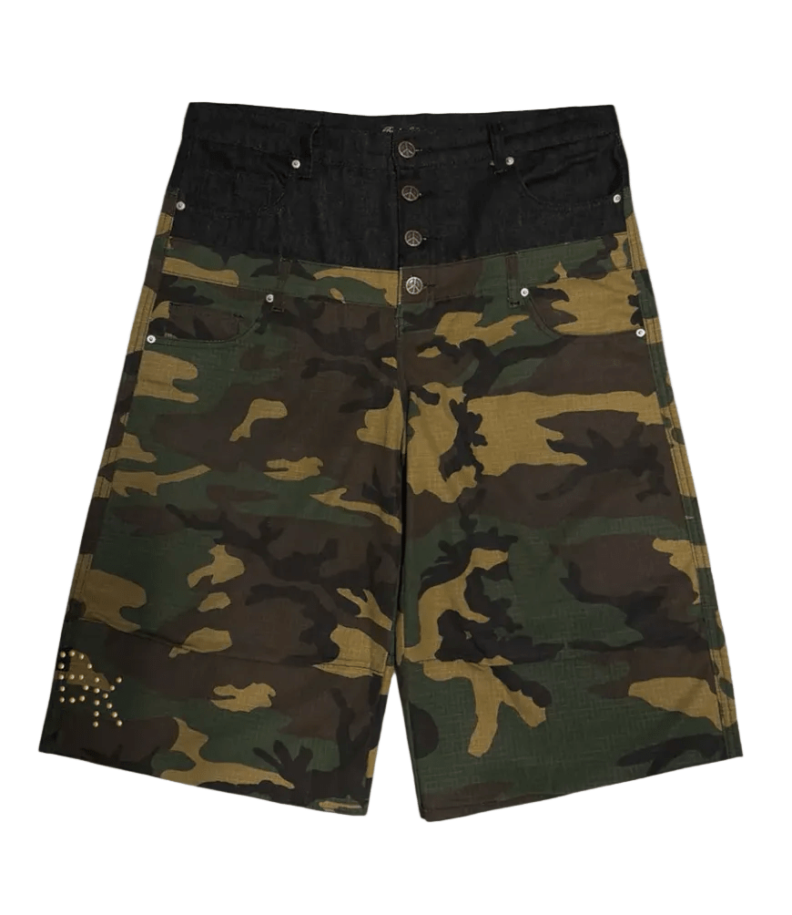 Boredom Kills double-waisted camouflage-print shorts - Restock AveBoredom Kills double-waisted camouflage-print shortsRestock AveRestock Ave3203559795Restock Ave