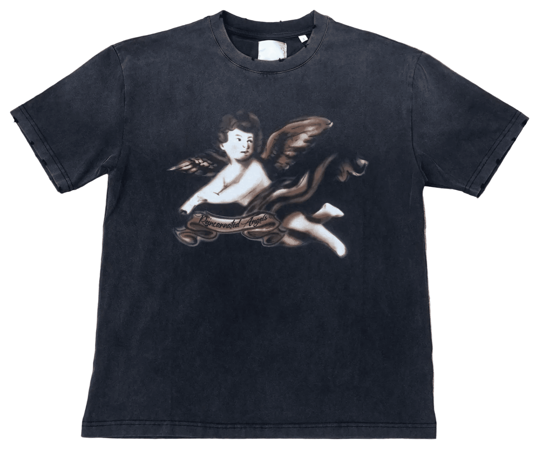 Cherub Noir Washed Black/Brown T-shirt|Reincarnated Angels Air Brush Collection l - Restock AveCherub Noir Washed Black/Brown T-shirt|Reincarnated Angels Air Brush Collection lRestock AveRestock AveS40247411Restock Ave