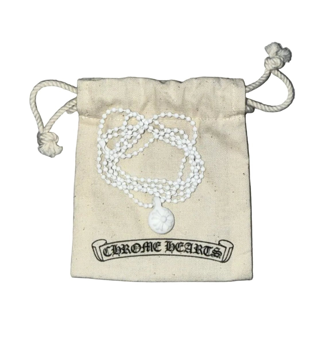 Chrome Hearts Silichrome Crossball Necklace White - Restock AveChrome Hearts Silichrome Crossball Necklace WhiteRestock AveRestock AveRestock Ave