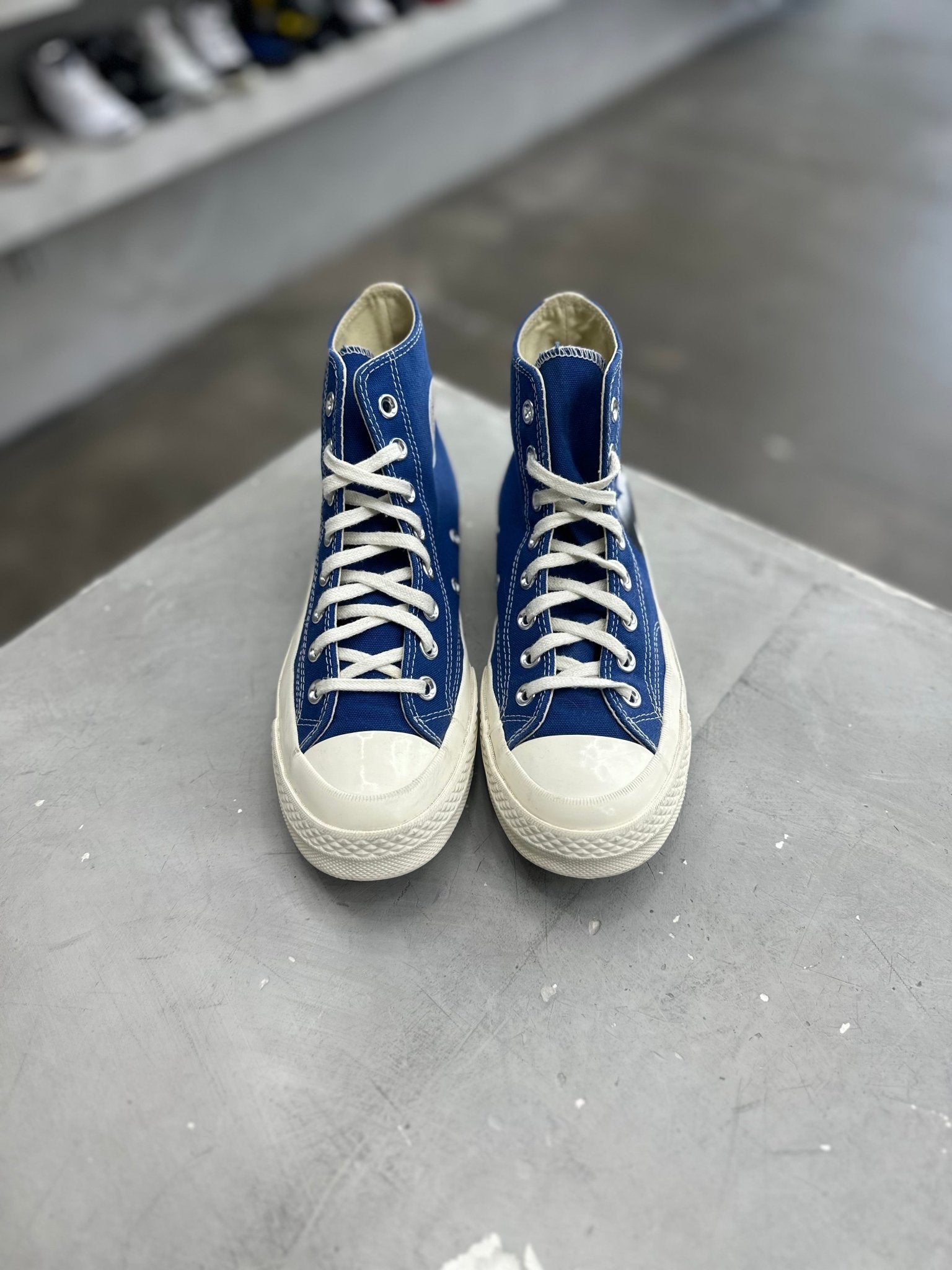 Converse Chuck Taylor All Star 70 Hi Comme des Garcons PLAY Blue Quartz Sz 7 (PREOWNED ) (NO BOX) - Restock AveConverse Chuck Taylor All Star 70 Hi Comme des Garcons PLAY Blue Quartz Sz 7 (PREOWNED ) (NO BOX)Restock AveRestock Ave7Restock Ave