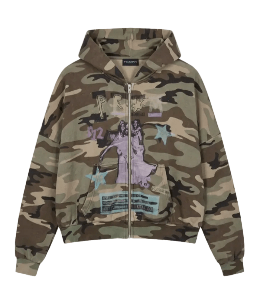 FLOWAR PROM CAMO ZIP UP - Restock AveFLOWAR PROM CAMO ZIP UPRestock AveRestock AveL90787187Restock Ave