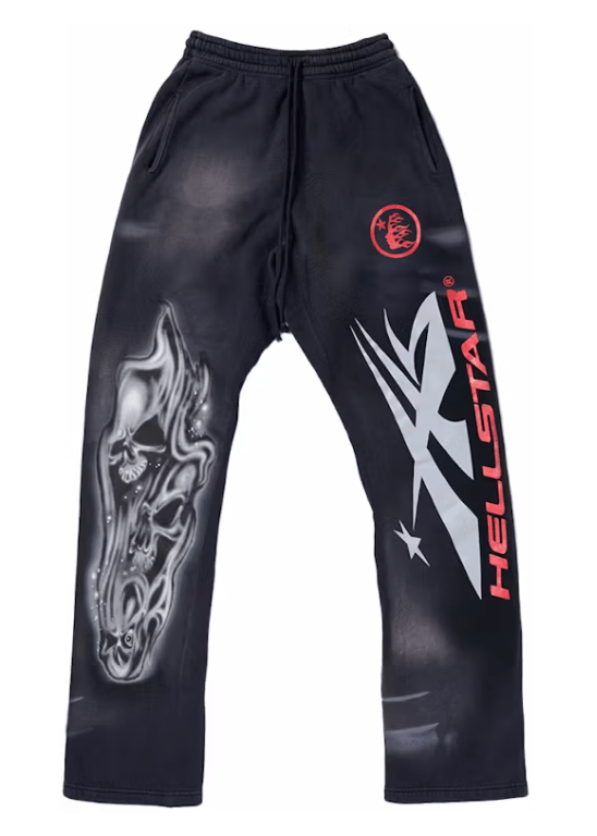 Hellstar Airbrushed Skull Flare Bottom Sweatpants Midnight Dye Hellstar Airbrushed Skull Flare Bottom Sweatpants Midnight Dye