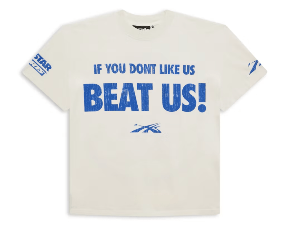 Hellstar Beat Us! T-shirt White/Blue - Restock AveHellstar Beat Us! T-shirt White/BlueRestock AveRestock AveL32447091Restock Ave