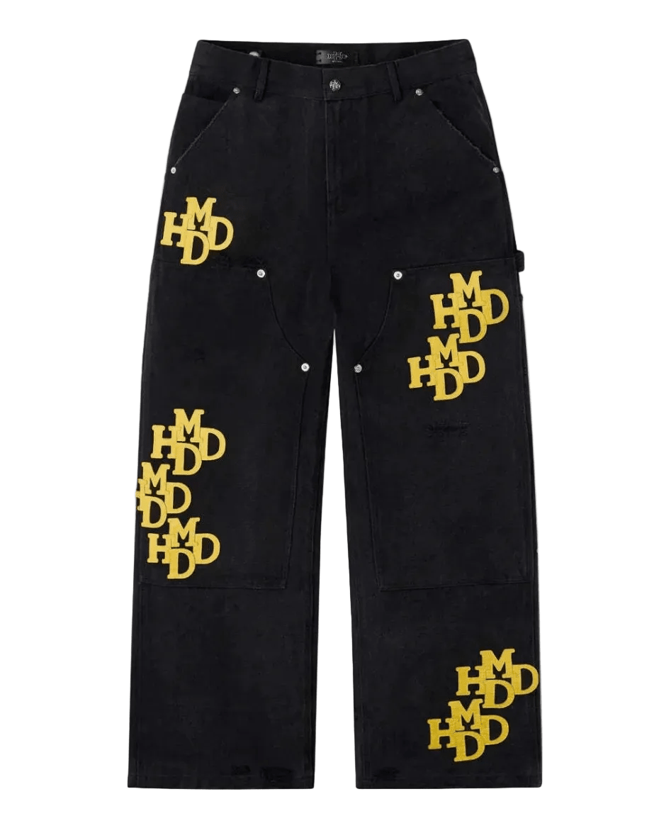 HMDD Yellow Patch Black Pants - Restock AveHMDD Yellow Patch Black PantsRestock AveRestock AveXL63543923Restock Ave