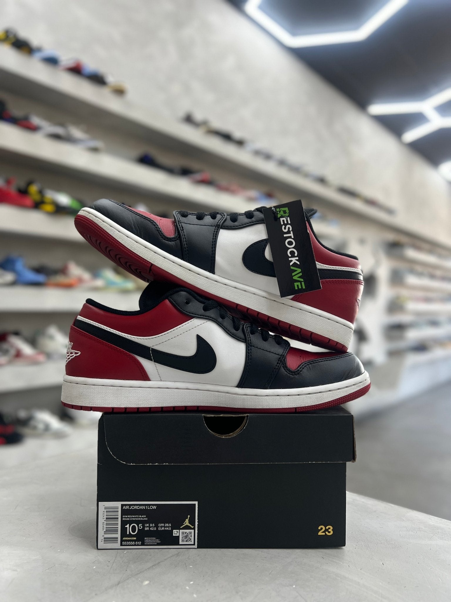 Jordan 1 Low Bred Toe Sz 10.5 (PREOWNED) – Restock Ave