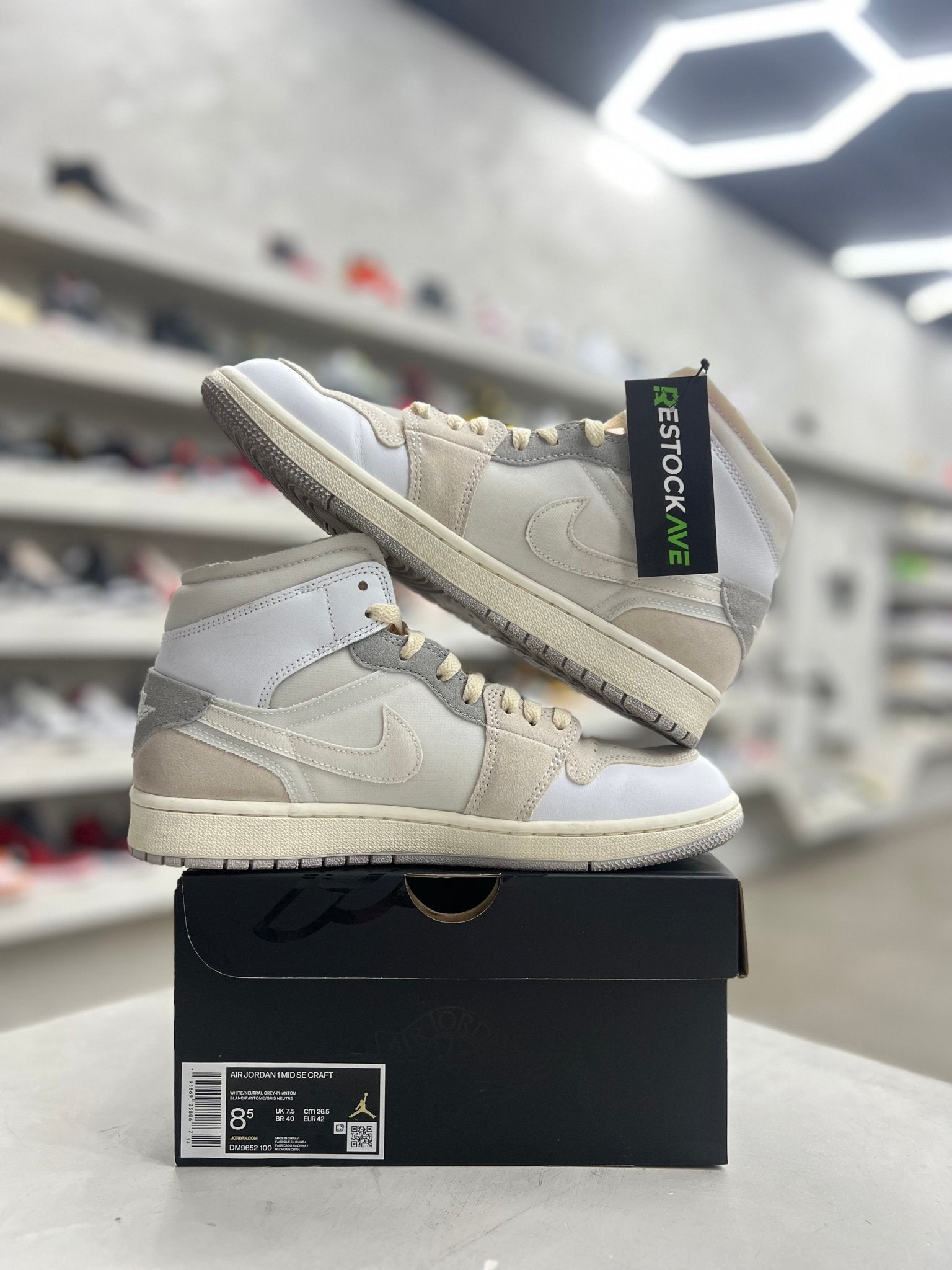 Jordan 1 Mid SE Craft Inside Out White Grey Sz 8.5 (PREOWNED) - Restock AveJordan 1 Mid SE Craft Inside Out White Grey Sz 8.5 (PREOWNED)Restock AveRestock Ave8.5Restock Ave