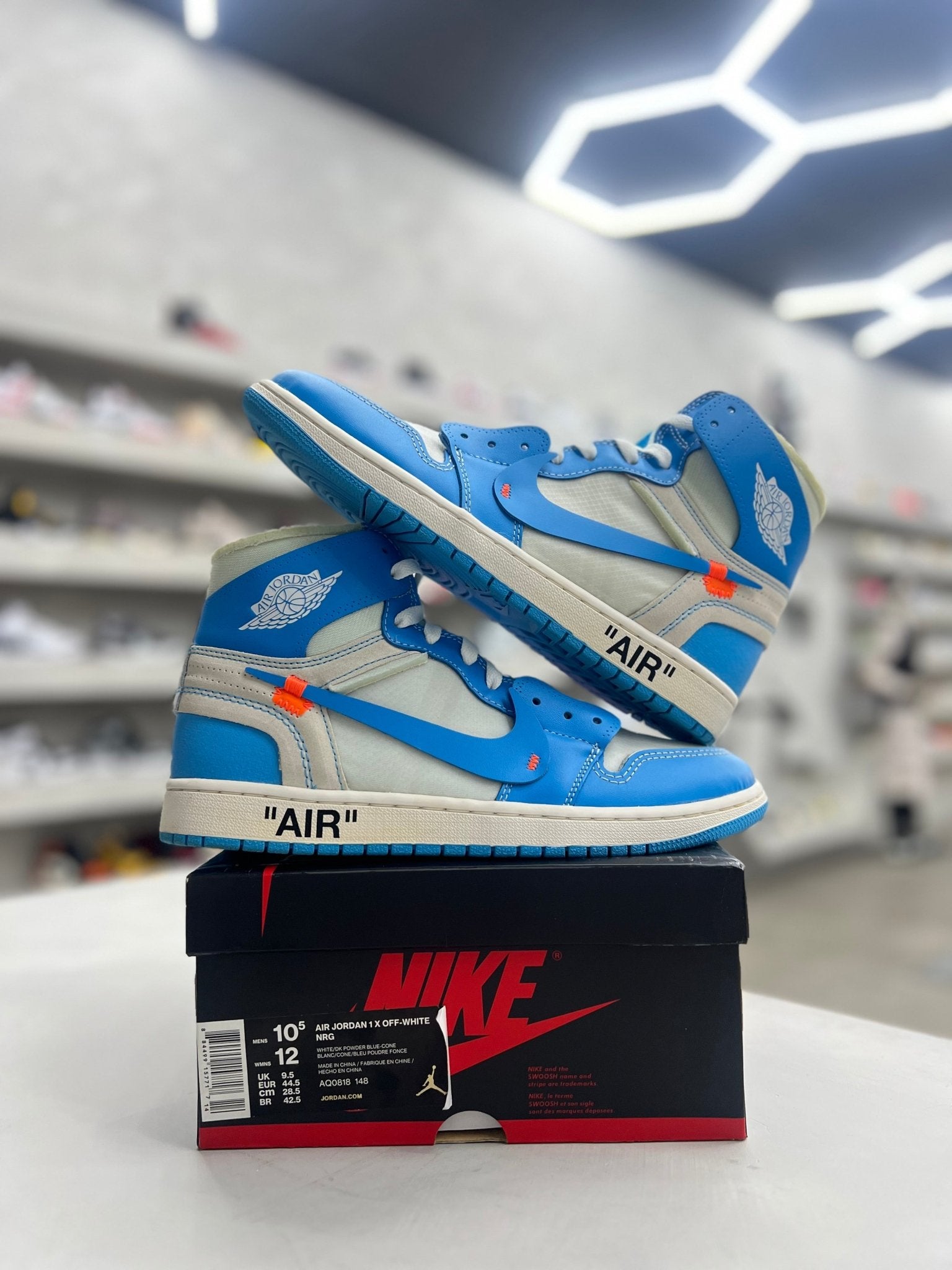 Jordan 1 Retro High Off - White University Blue Sz 10.5 (PREOWNED) - Restock AveJordan 1 Retro High Off - White University Blue Sz 10.5 (PREOWNED)Restock AveRestock Ave10.5Restock Ave