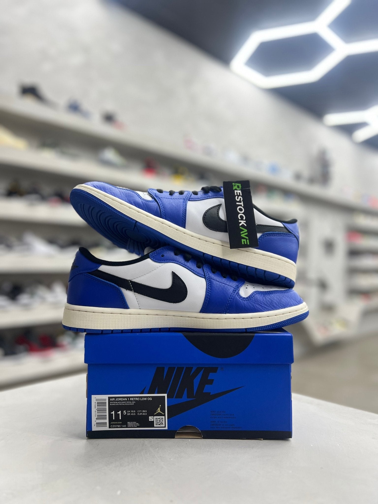 Jordan 1 Retro Low OG Game Royal Sz 11.5 (PREOWNED) - Restock AveJordan 1 Retro Low OG Game Royal Sz 11.5 (PREOWNED)Restock AveRestock Ave11.5Restock Ave