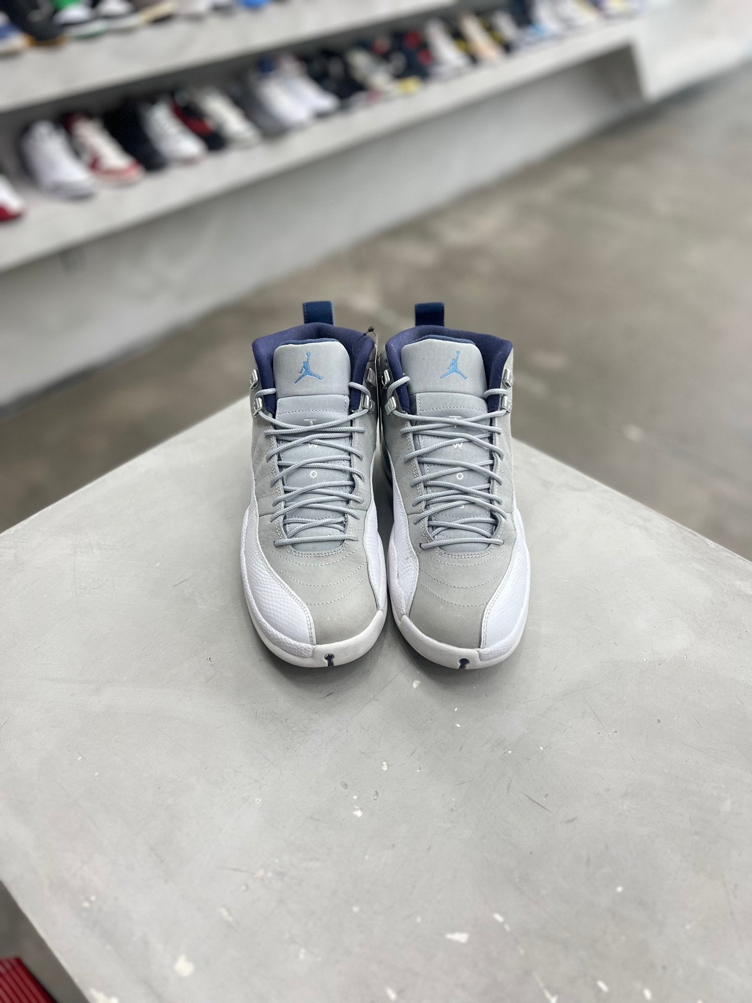 Jordan 12 Retro Grey University Blue Sz 8.5 (PREOWNED)(NO Box) - Restock AveJordan 12 Retro Grey University Blue Sz 8.5 (PREOWNED)(NO Box)Restock AveRestock Ave8.5Restock Ave