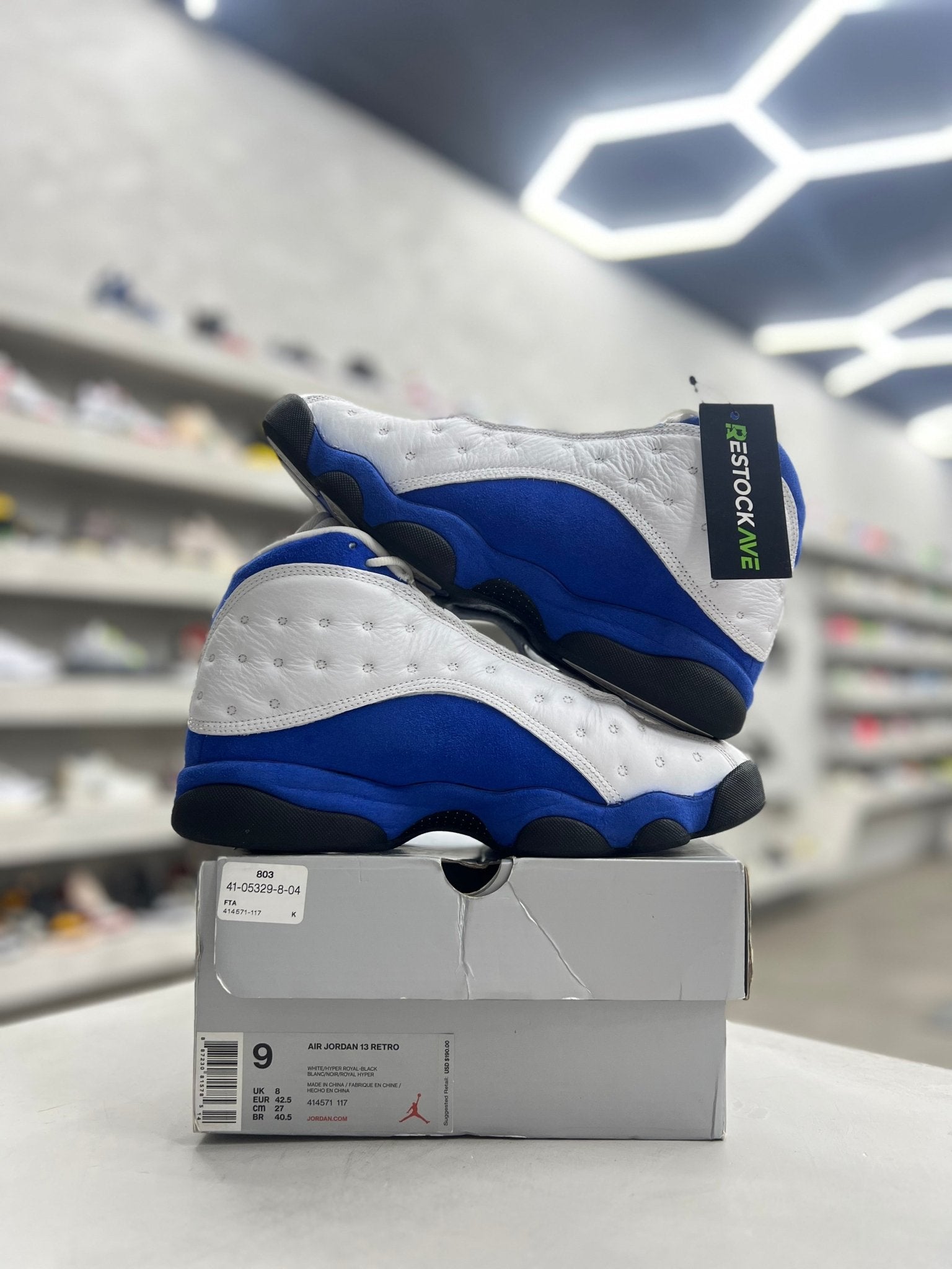 Jordan 13 Retro White Hyper Royal Black Sz 9 (PREOWNED) - Restock AveJordan 13 Retro White Hyper Royal Black Sz 9 (PREOWNED)Restock AveRestock Ave9Restock Ave