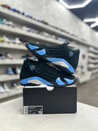 Jordan 14 Retro Black University Blue Sz 10 (PREOWNED) (DAMAGED BOX) - Restock AveJordan 14 Retro Black University Blue Sz 10 (PREOWNED) (DAMAGED BOX)Restock AveRestock Ave10Restock Ave