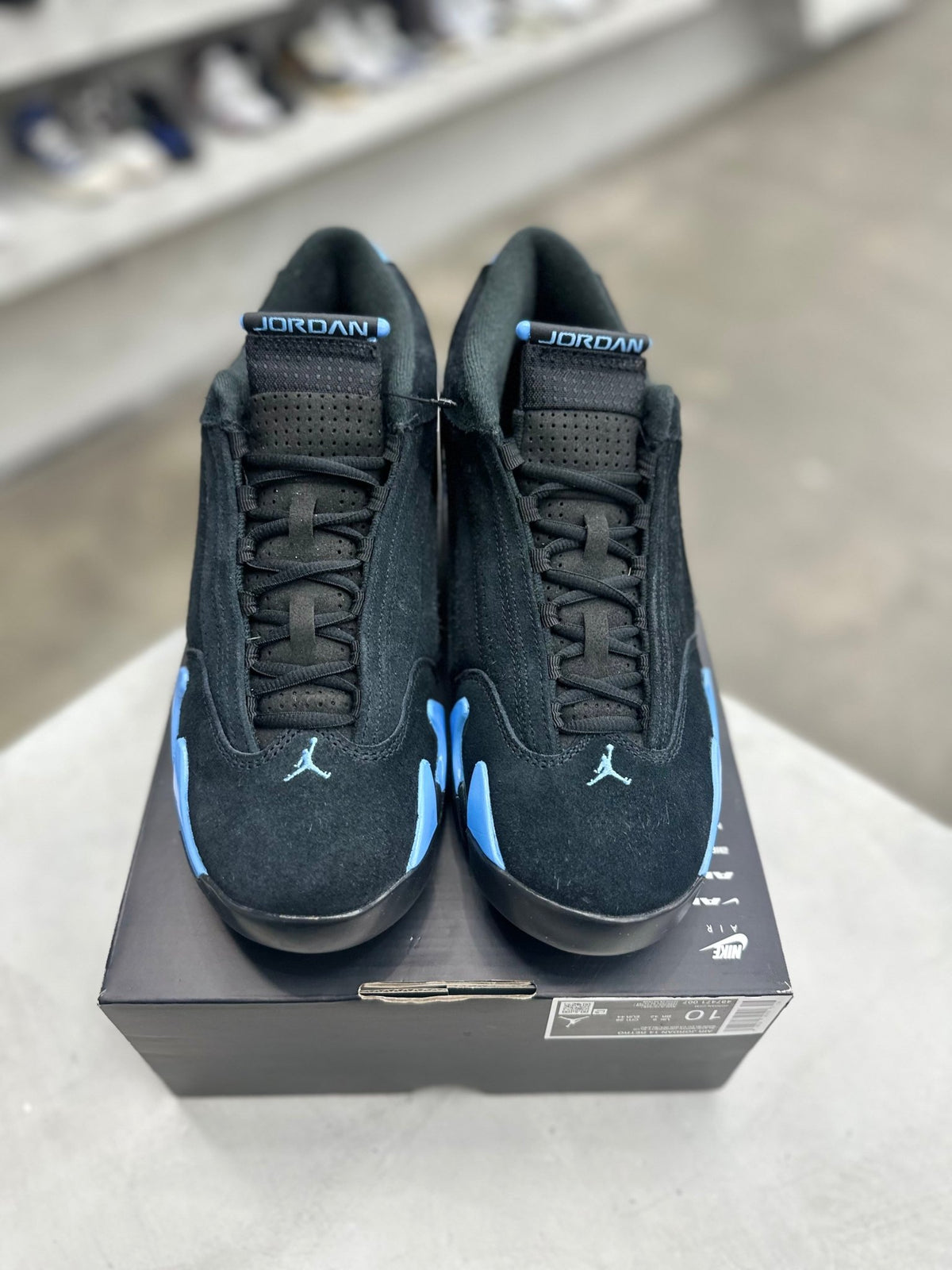 Jordan 14 Retro Black University Blue Sz 10 (PREOWNED) (DAMAGED BOX) - Restock AveJordan 14 Retro Black University Blue Sz 10 (PREOWNED) (DAMAGED BOX)Restock AveRestock Ave10Restock Ave
