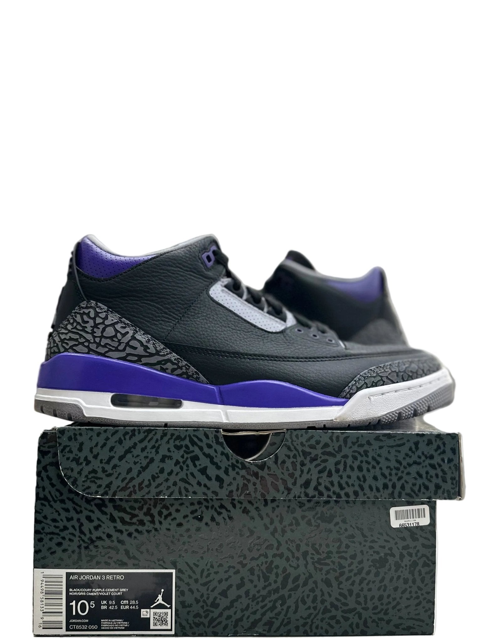Jordan 3 Retro Black Court Purple Sz 10.5 (PREOWNED) - Restock AveJordan 3 Retro Black Court Purple Sz 10.5 (PREOWNED)Restock AveRestock Ave10.5Restock Ave