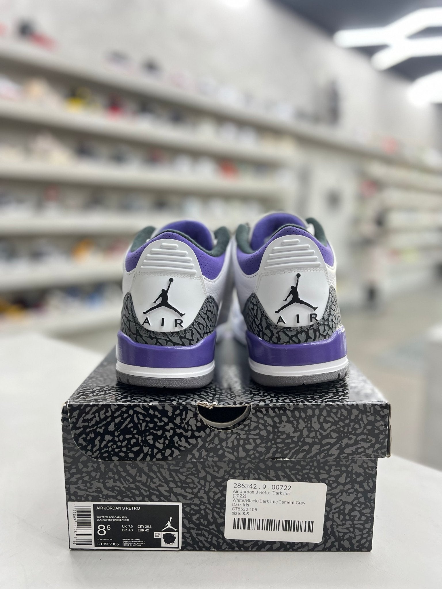 Jordan 3 Retro Dark Iris Sz 8.5 (PREOWNED) - Restock AveJordan 3 Retro Dark Iris Sz 8.5 (PREOWNED)Restock AveRestock Ave8.5Restock Ave