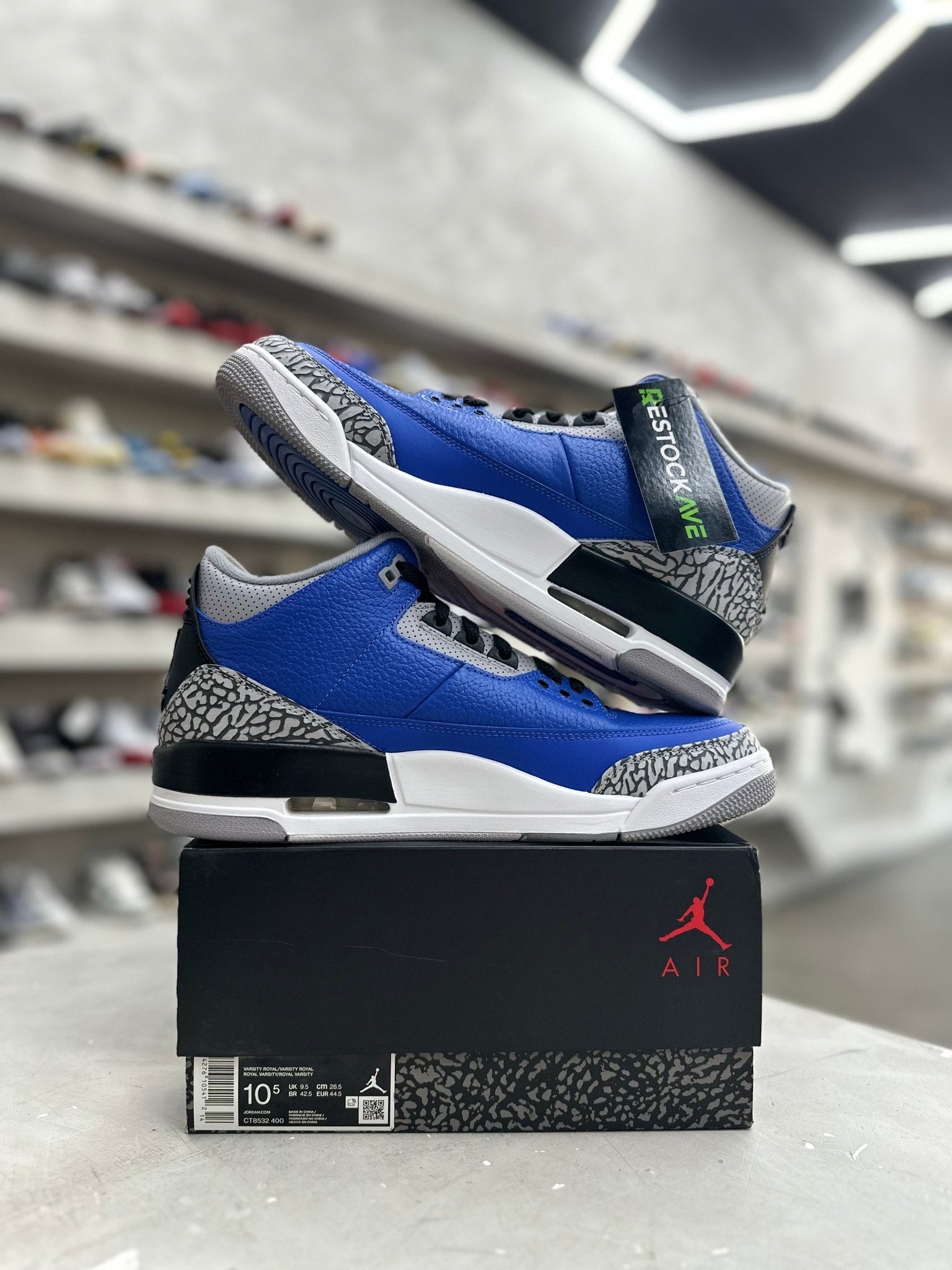 Jordan 3 Retro Varsity Royal Cement Sz 10.5 (PREOWNED) - Restock AveJordan 3 Retro Varsity Royal Cement Sz 10.5 (PREOWNED)Restock AveRestock Ave10.5Restock Ave
