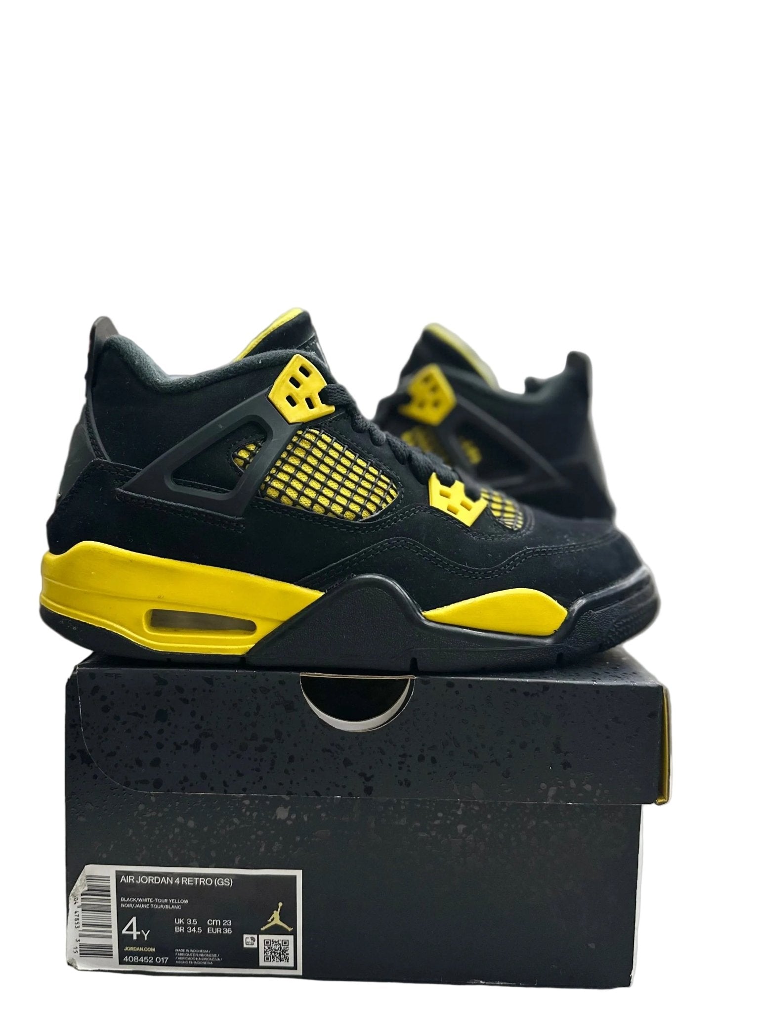 Jordan 4 Retro Thunder Sz 4y (PREOWNED) - Restock AveJordan 4 Retro Thunder Sz 4y (PREOWNED)Restock AveRestock Ave4YRestock Ave