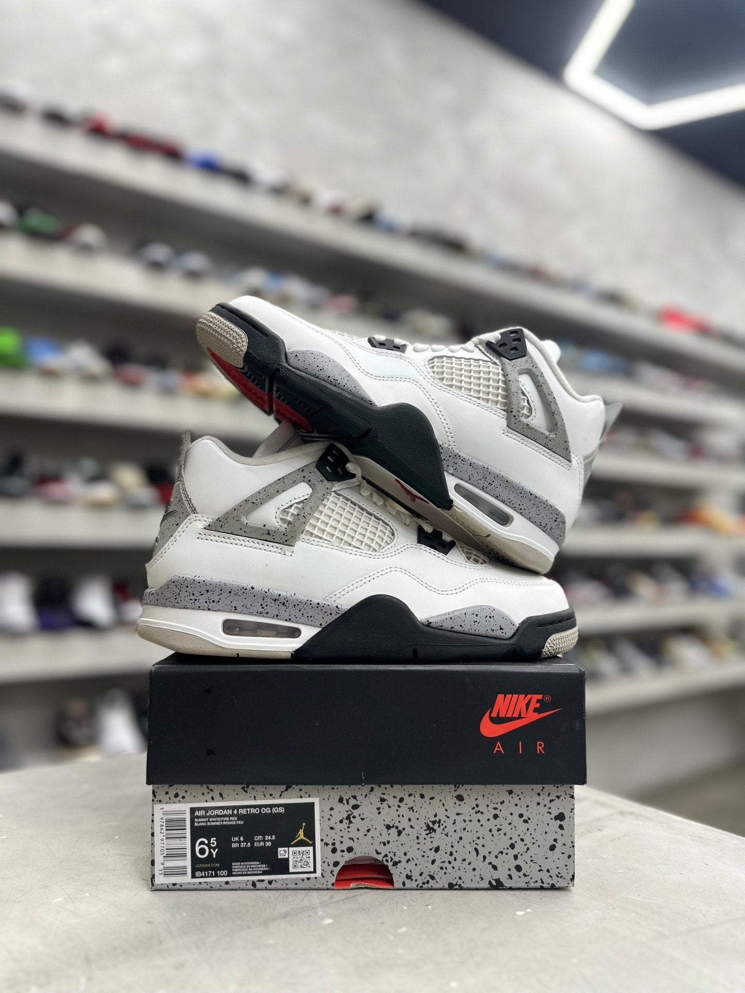 Jordan 4 Retro White Cement Sz 6.5y (PREOWNED) - Restock AveJordan 4 Retro White Cement Sz 6.5y (PREOWNED)Restock AveRestock Ave6.5yRestock Ave