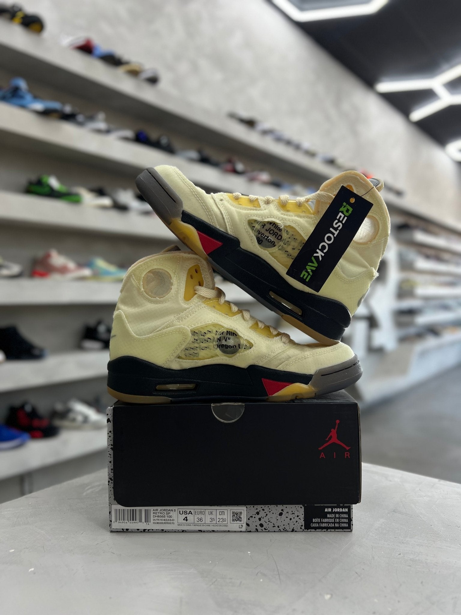 Jordan 5 Retro Off - White Sail Sz 4 (PREOWNED) - Restock AveJordan 5 Retro Off - White Sail Sz 4 (PREOWNED)Restock AveRestock Ave4Restock Ave