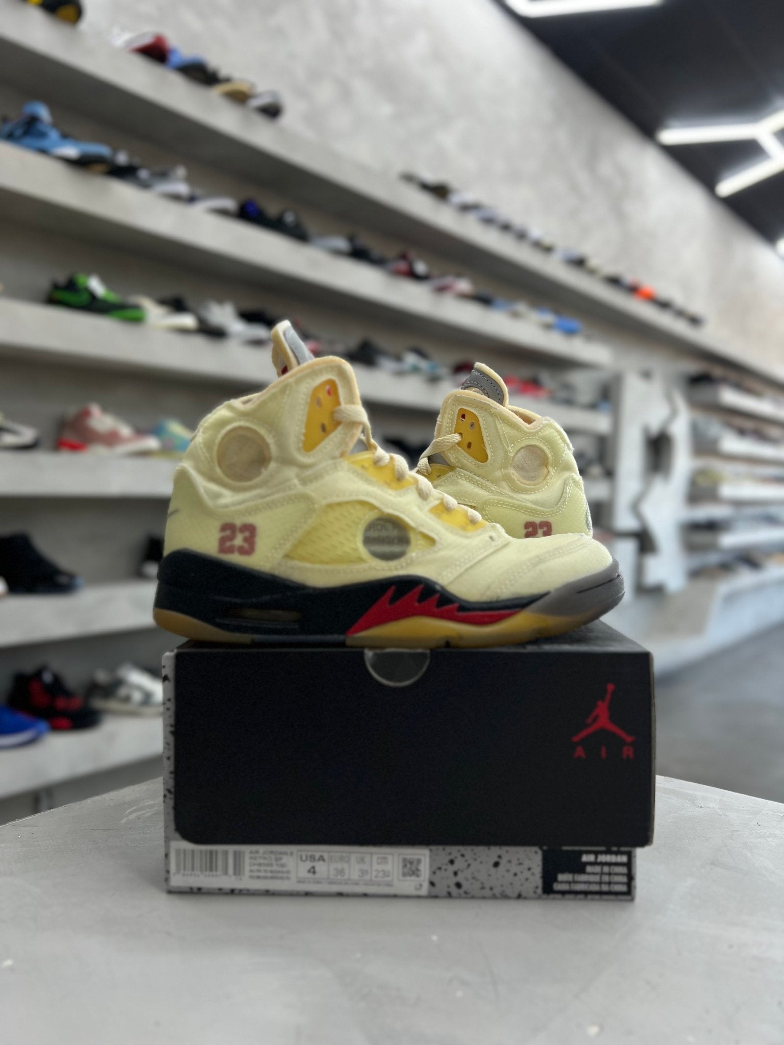 Jordan 5 Retro Off - White Sail Sz 4 (PREOWNED) - Restock AveJordan 5 Retro Off - White Sail Sz 4 (PREOWNED)Restock AveRestock Ave4Restock Ave