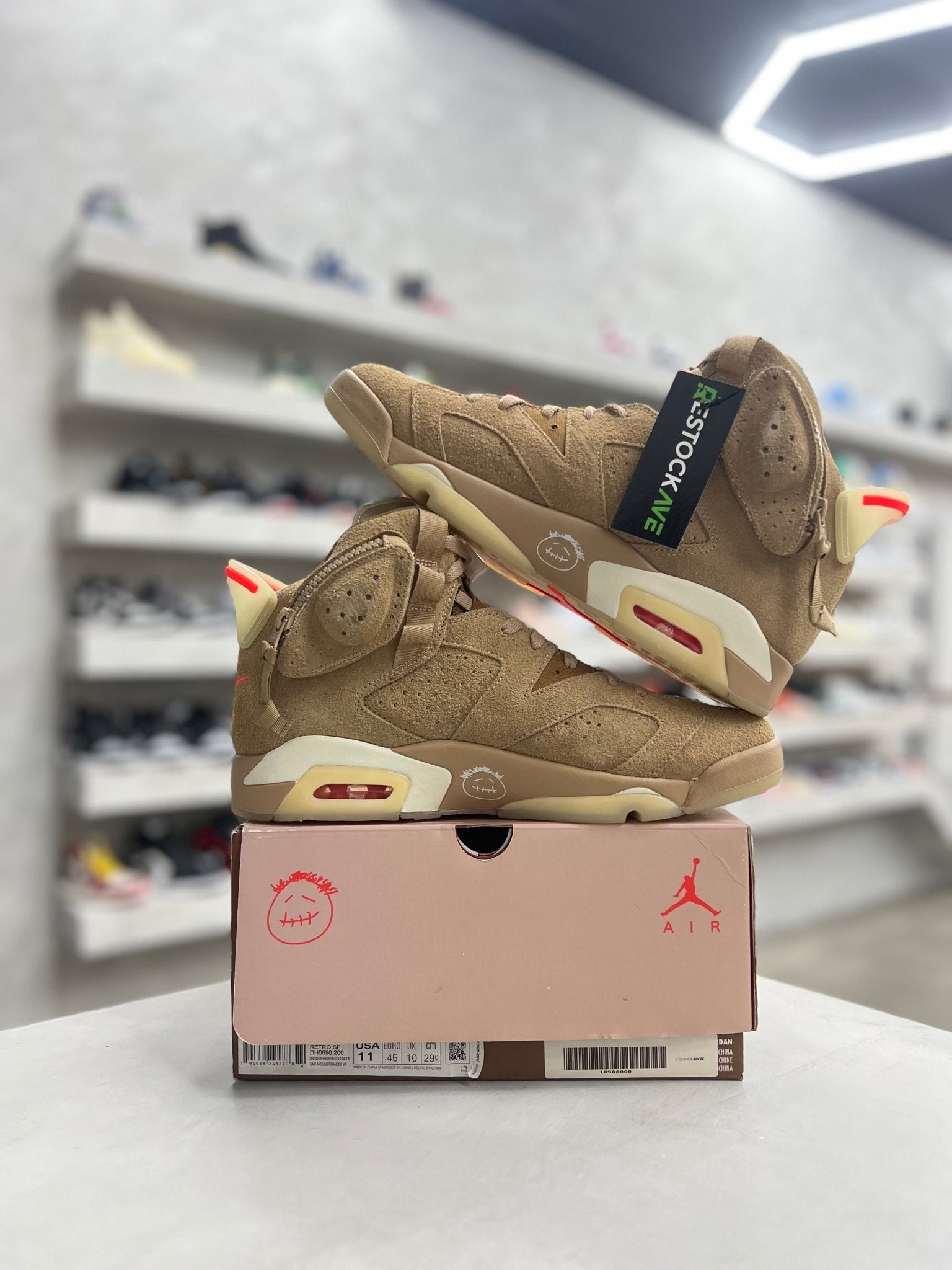 Jordan 6 Retro Travis Scott British Khaki Sz 11 (PREOWNED) - Restock AveJordan 6 Retro Travis Scott British Khaki Sz 11 (PREOWNED)Restock AveRestock Ave1140645747Restock Ave
