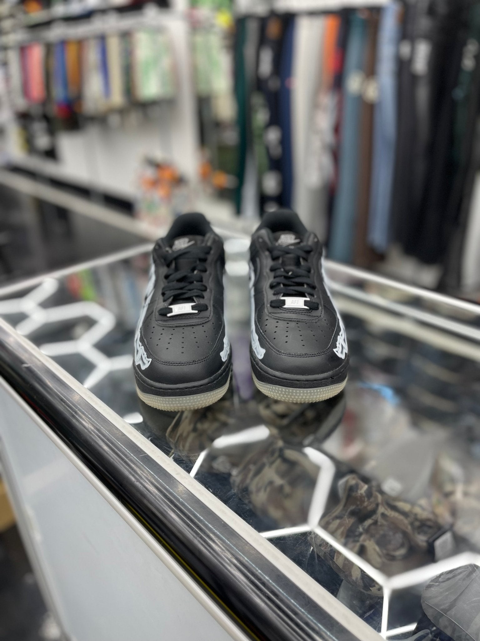 Nike Air Force 1 Low Black Skeleton Halloween sz 8.5 (preowned