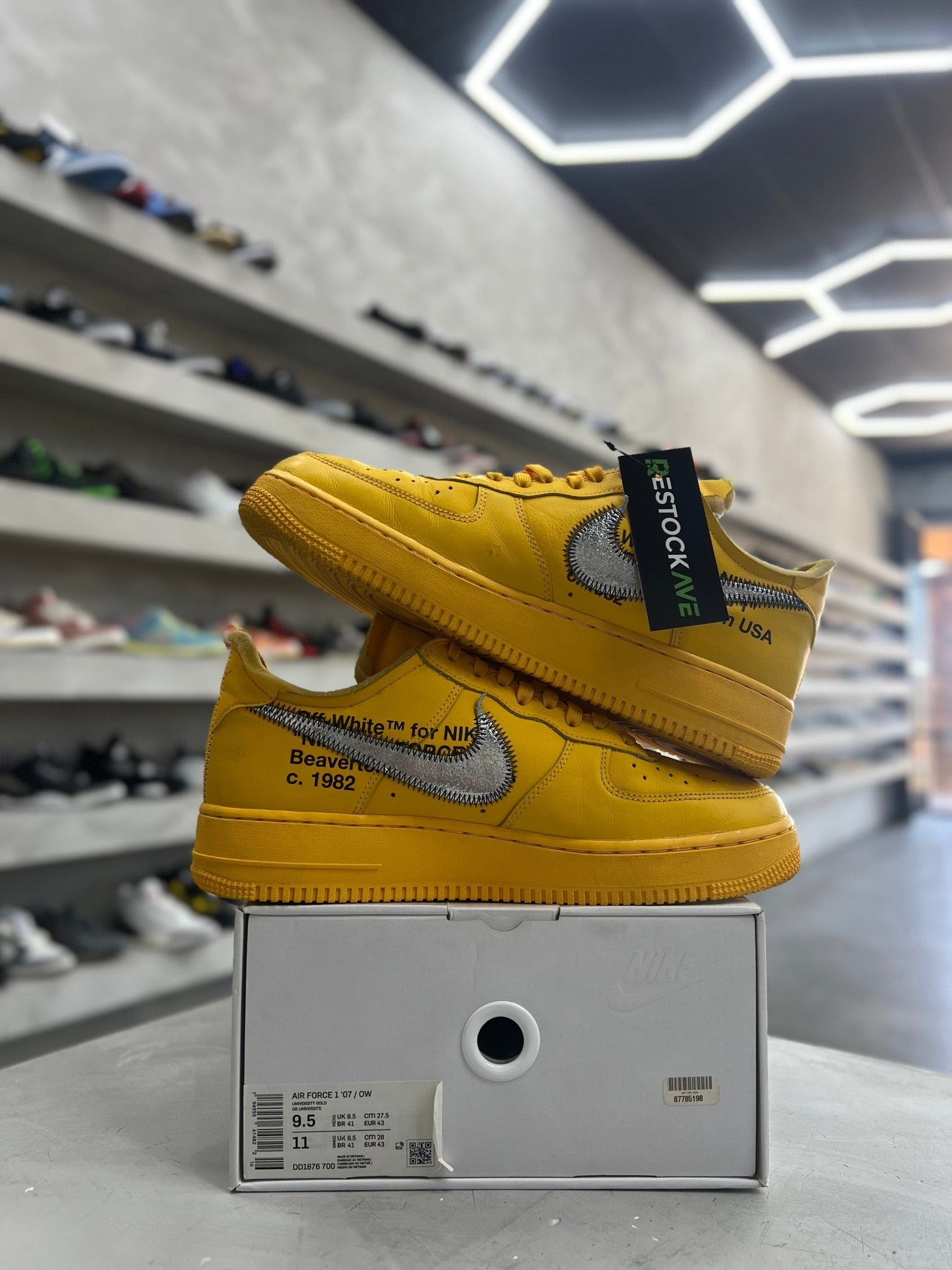 Nike Air Force 1 Low Off - White ICA University Gold Sz 9.5 (PREOWNED) - Restock AveNike Air Force 1 Low Off - White ICA University Gold Sz 9.5 (PREOWNED)Restock AveRestock Ave9.5Restock Ave
