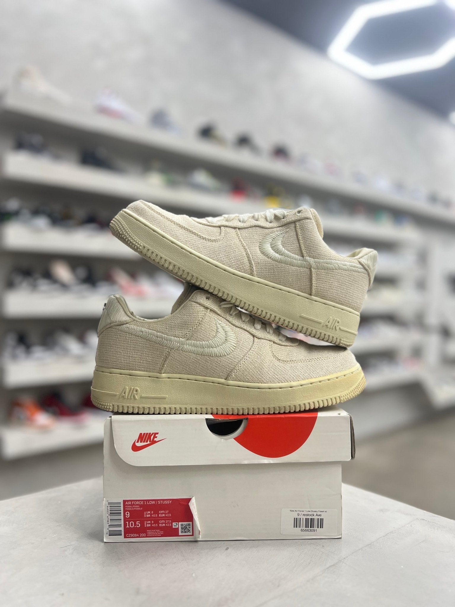 Nike Air Force 1 Low Stussy Fossil Sz 9 (PREOWNED) - Restock AveNike Air Force 1 Low Stussy Fossil Sz 9 (PREOWNED)Restock AveRestock Ave9Restock Ave