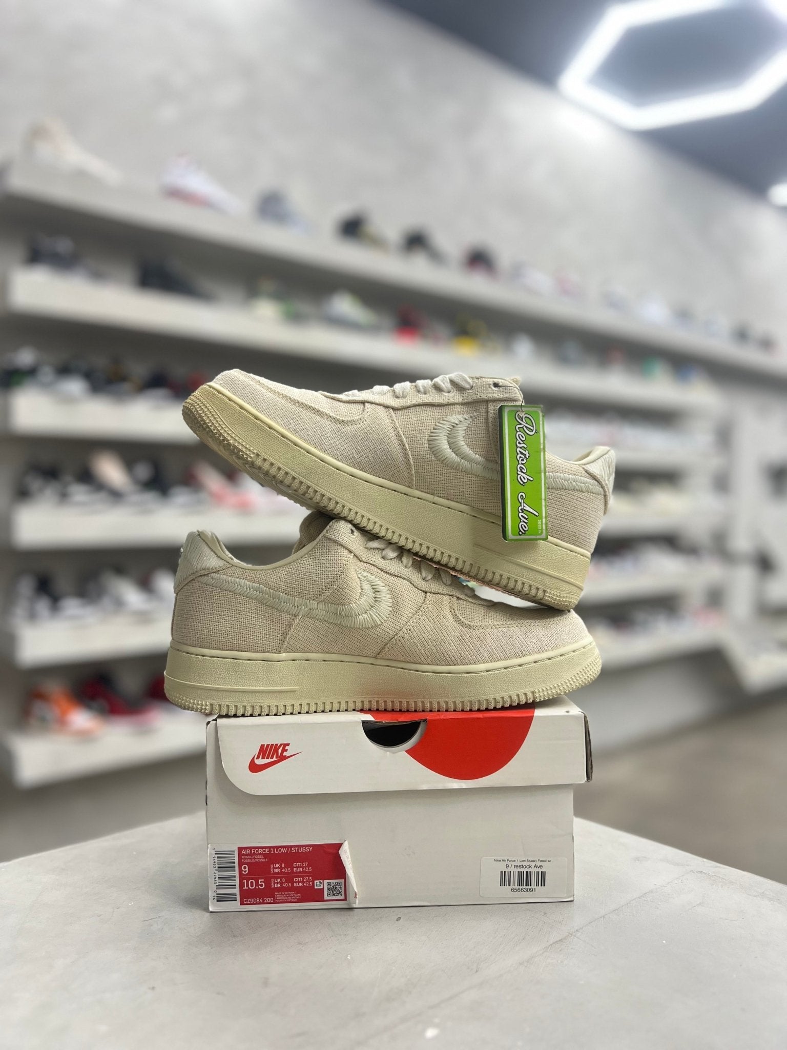 Nike Air Force 1 Low Stussy Fossil Sz 9 (PREOWNED) - Restock AveNike Air Force 1 Low Stussy Fossil Sz 9 (PREOWNED)Restock AveRestock Ave9Restock Ave
