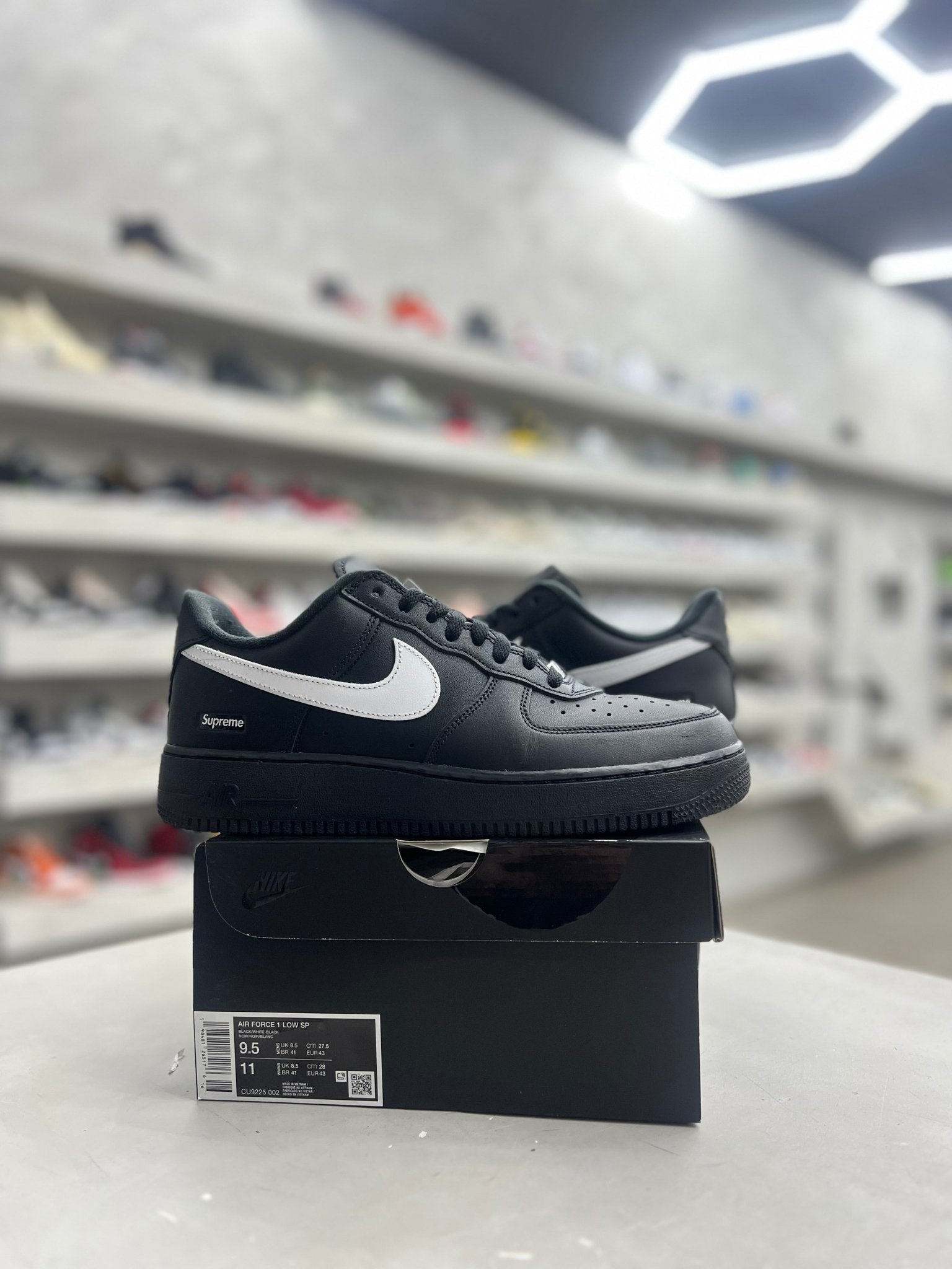 Nike Air Force 1 Low Supreme Black White Sz 9.5 (PREOWNED) - Restock AveNike Air Force 1 Low Supreme Black White Sz 9.5 (PREOWNED)Restock AveRestock Ave9.5Restock Ave