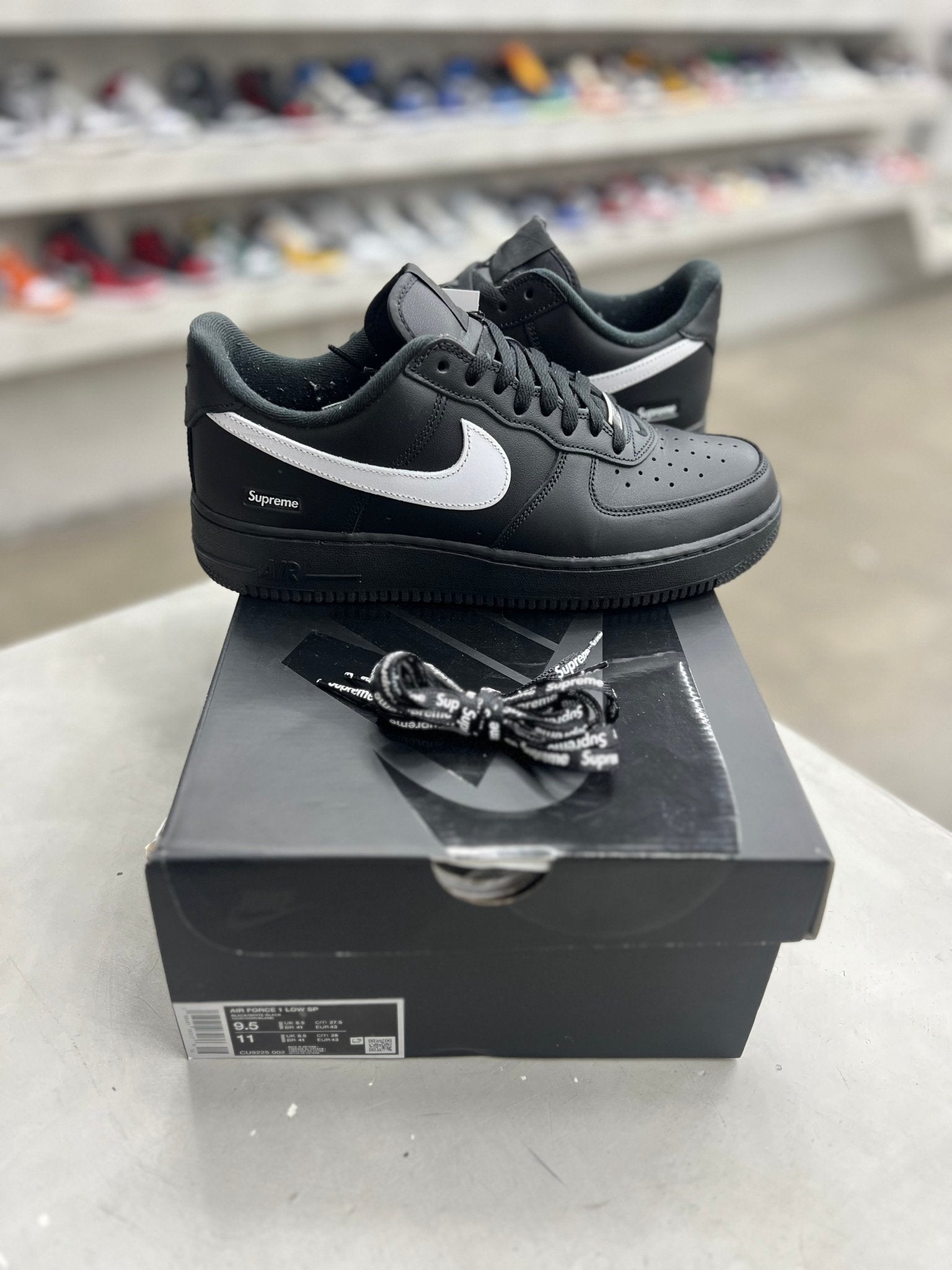 Nike Air Force 1 Low Supreme Black White Sz 9.5 (PREOWNED) - Restock AveNike Air Force 1 Low Supreme Black White Sz 9.5 (PREOWNED)Restock AveRestock Ave9.5Restock Ave