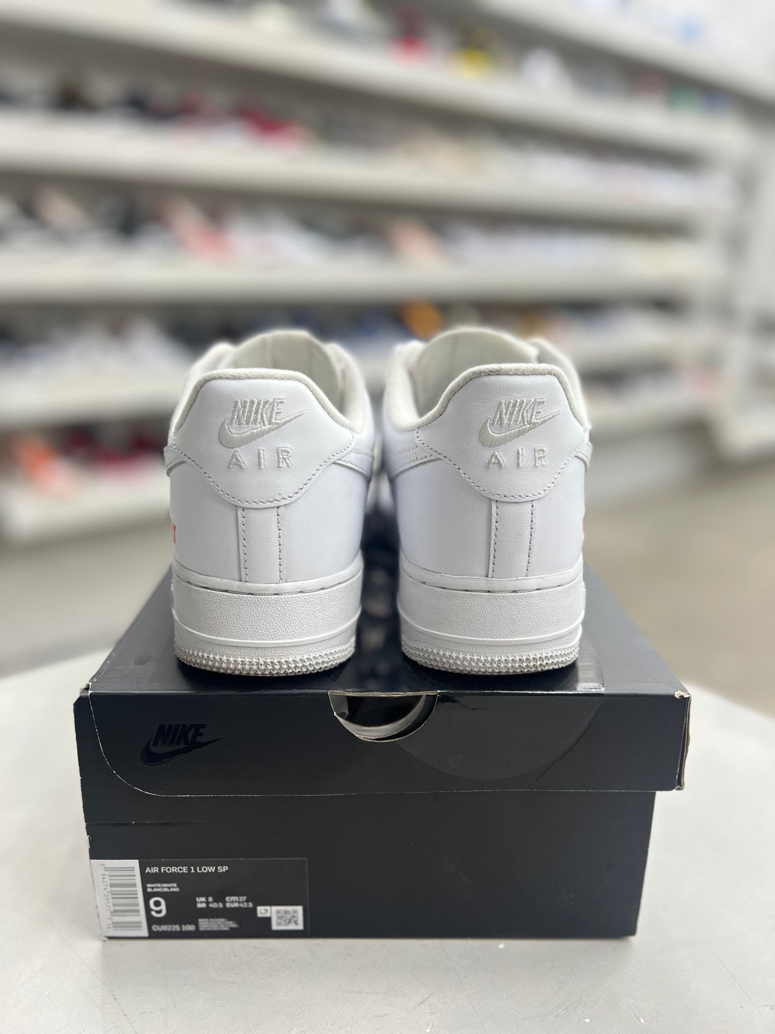 Nike Air Force 1 Low Supreme White Sz 9 (PREOWNED) - Restock AveNike Air Force 1 Low Supreme White Sz 9 (PREOWNED)Restock AveRestock Ave9Restock Ave