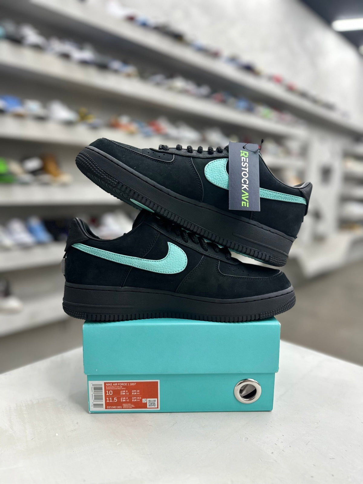 Nike Air Force 1 Low Tiffany & Co. 1837 Sz 10 (PREOWNED) - Restock AveNike Air Force 1 Low Tiffany & Co. 1837 Sz 10 (PREOWNED)Restock AveRestock Ave10Restock Ave
