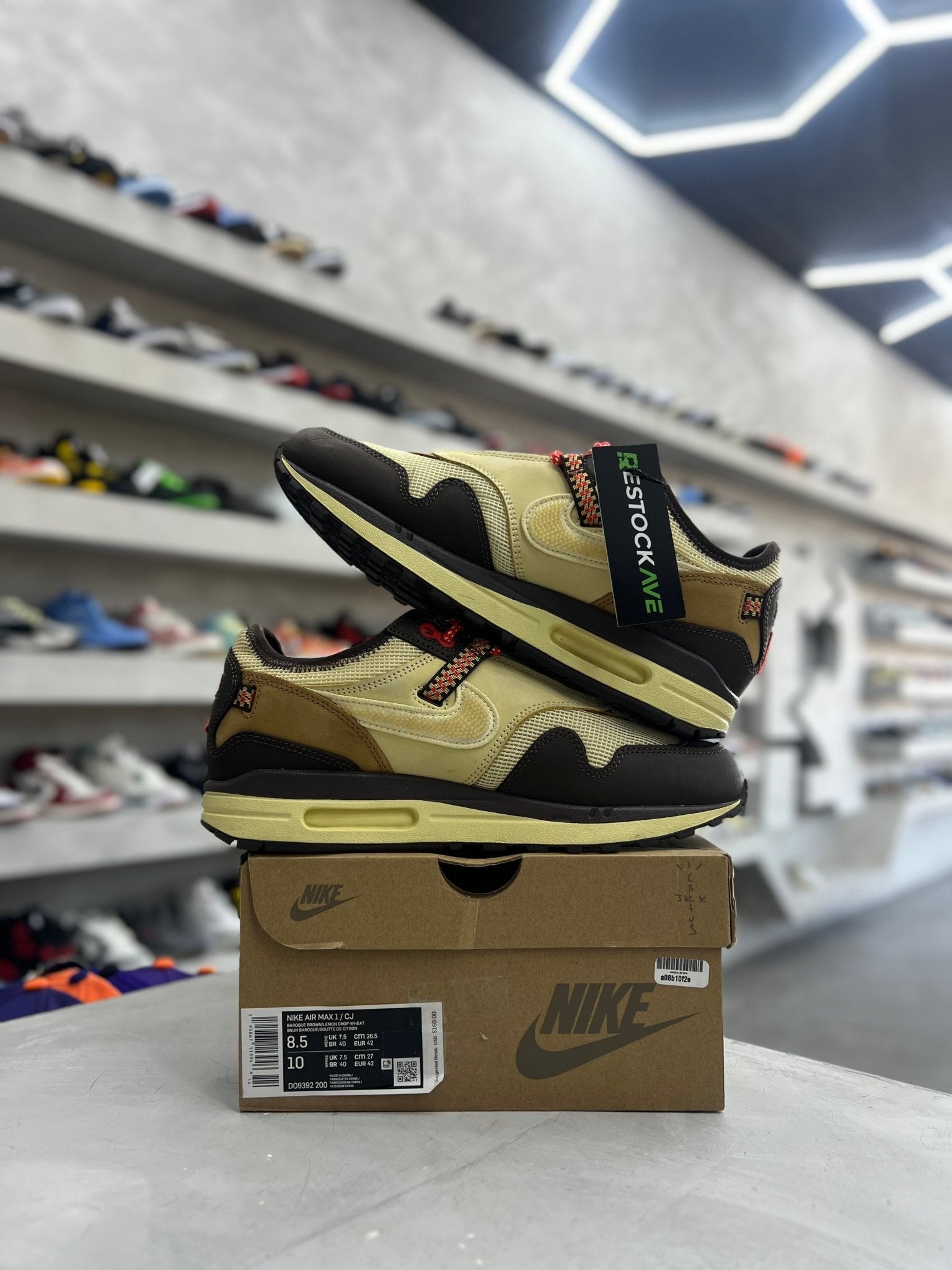 Nike Air Max 1 Travis Scott Cactus Jack Baroque Brown Sz 8.5 (PREOWNED) - Restock AveNike Air Max 1 Travis Scott Cactus Jack Baroque Brown Sz 8.5 (PREOWNED)Restock AveRestock Ave8.5Restock Ave
