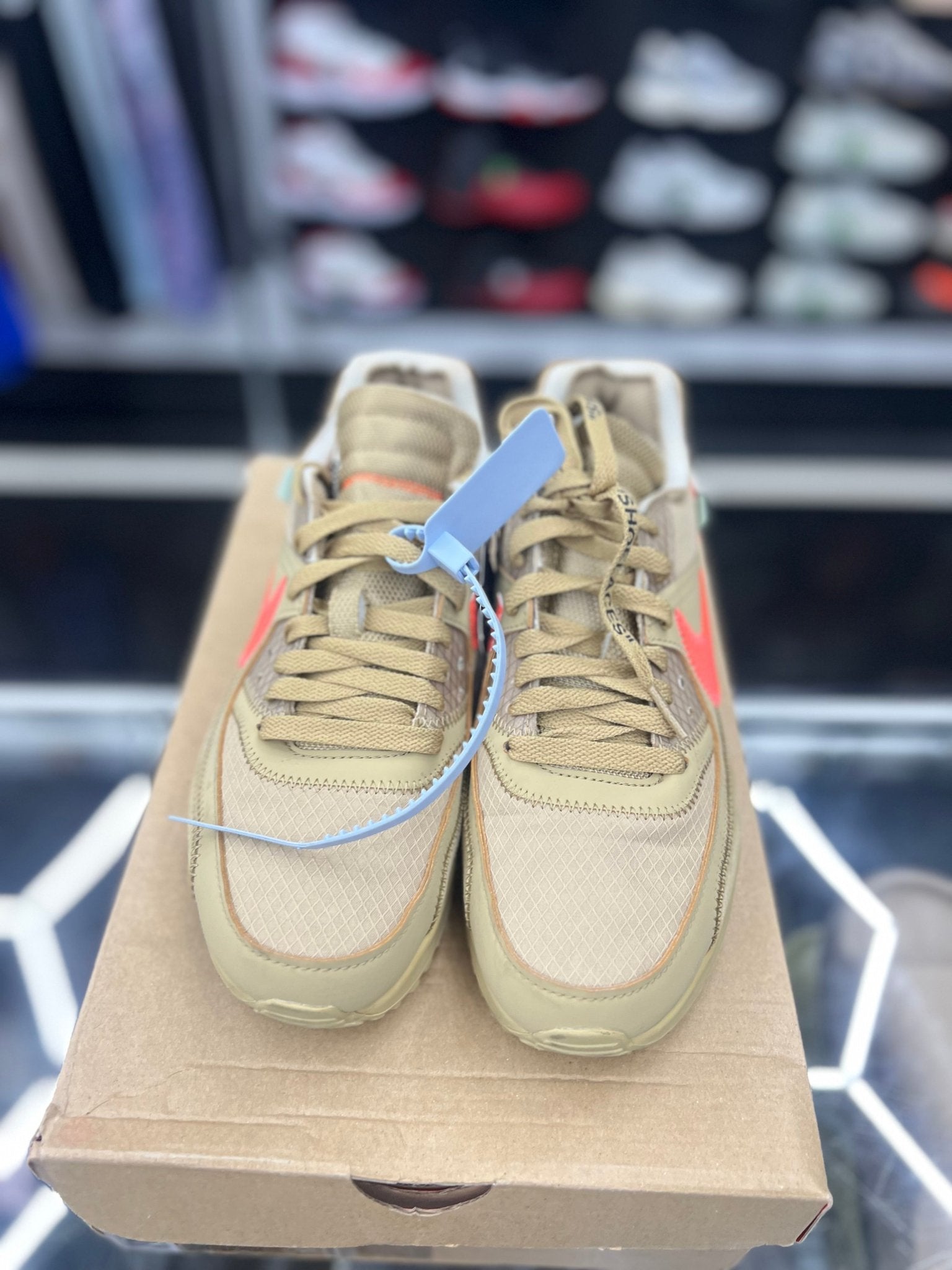 off white air max 90 desert ore laces