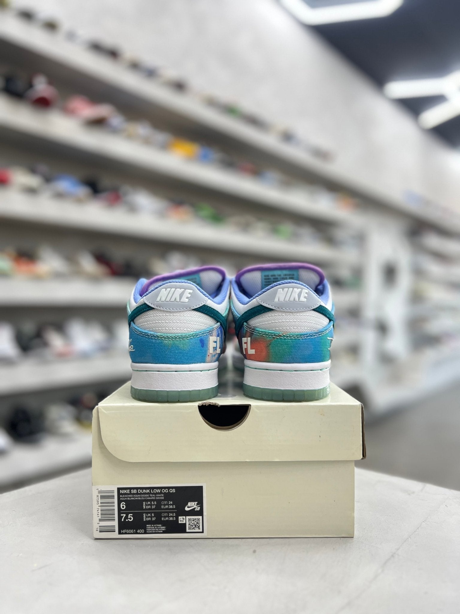 Nike SB Dunk Low Futura Laboratories Bleached Aqua Sz 6 (PREOWNED