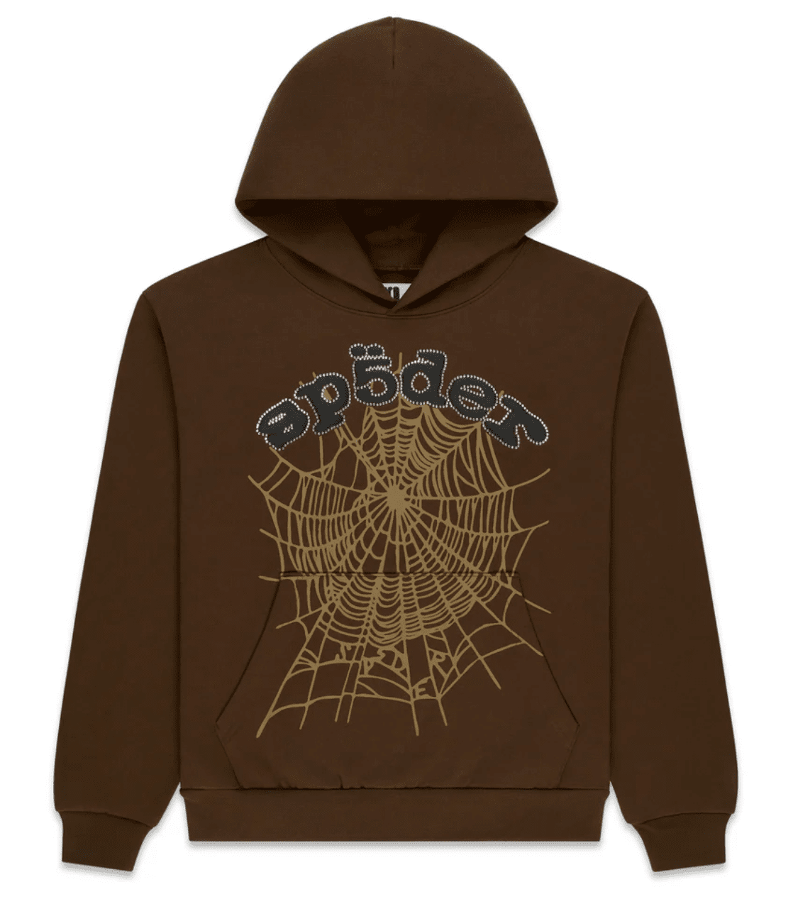 SP5DER RHINESTONE OG WEB BROWN HOODIE – Restock Ave SP5DER RHINESTONE OG WEB BROWN HOODIE – Restock Ave