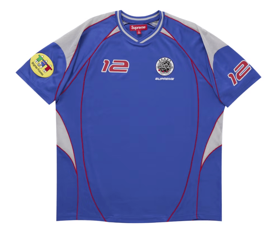 Supreme Piping Soccer Jersey Blue – Restock Ave Supreme Piping Soccer Jersey Blue – Restock Ave
