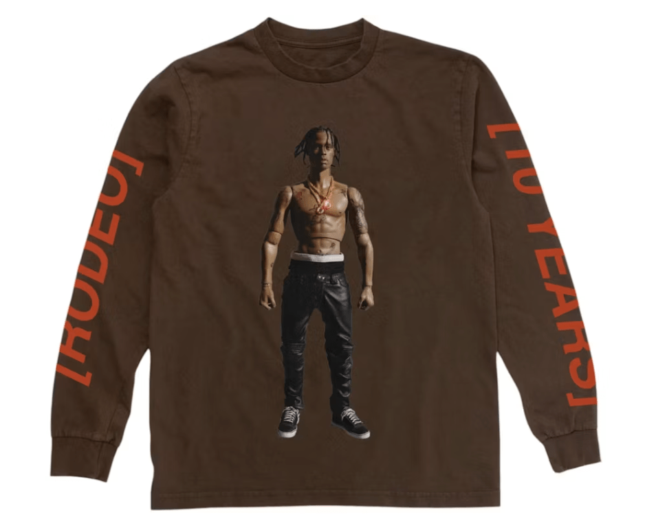 Travis Scott Rodeo 10 Years Action Figure Longsleeve Brown Travis Scott Rodeo 10 Years Action Figure Longsleeve Brown